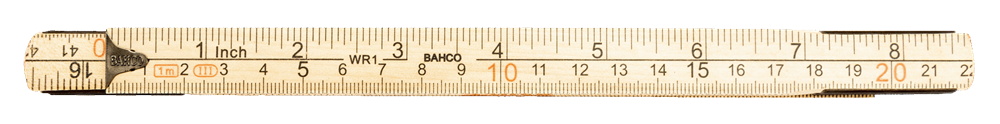 Bahco 1M Tahta Cetvel  İnç Ve Metrik Ölçülü WR1
