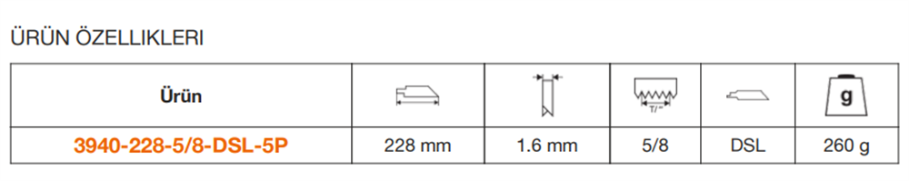 Bahco İsveç Yapımı Tilki Kuyruğu Bıçağı 3940-228-5/8-DSL-5P