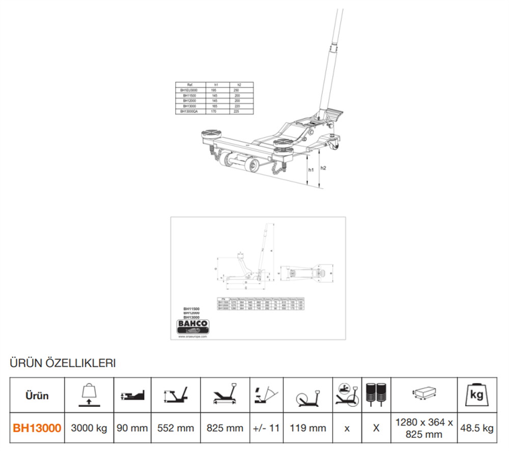 Bahco Seyyar Kriko BH13000