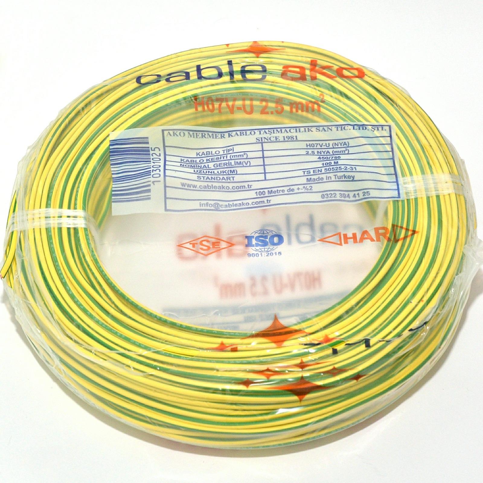 2,5 MM NYA SARI YEŞİL KABLO