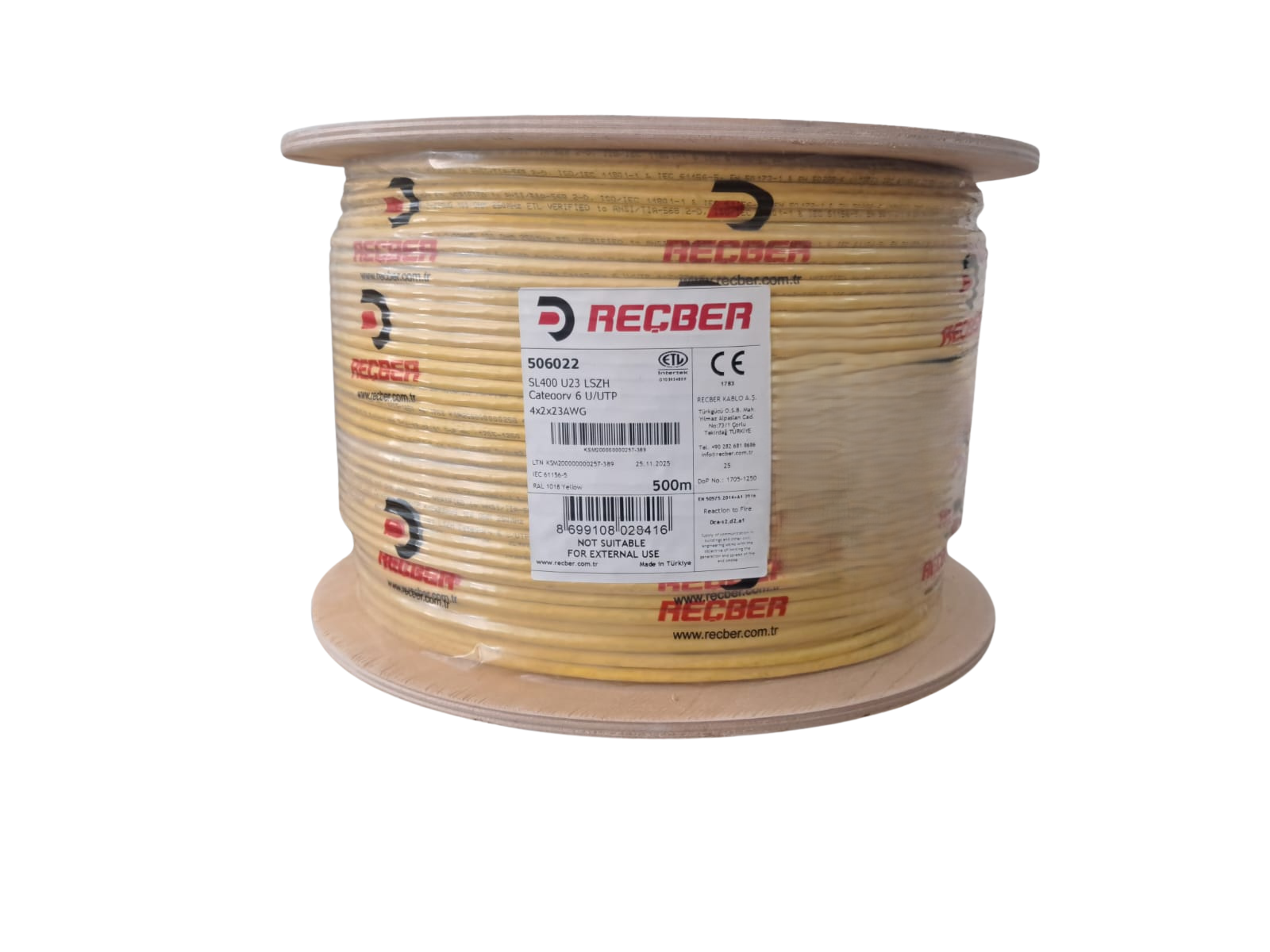 CAT6 U/UTP 4*2*23 İNTERNET(DATA) KABLOSU SARI