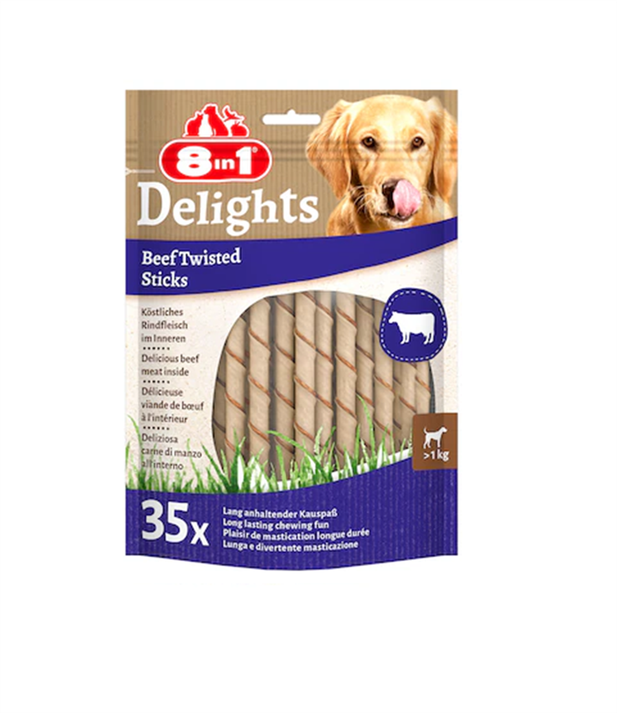 8in1 Delights 35'li Biftekli Köpek Ödül Çubuğu
