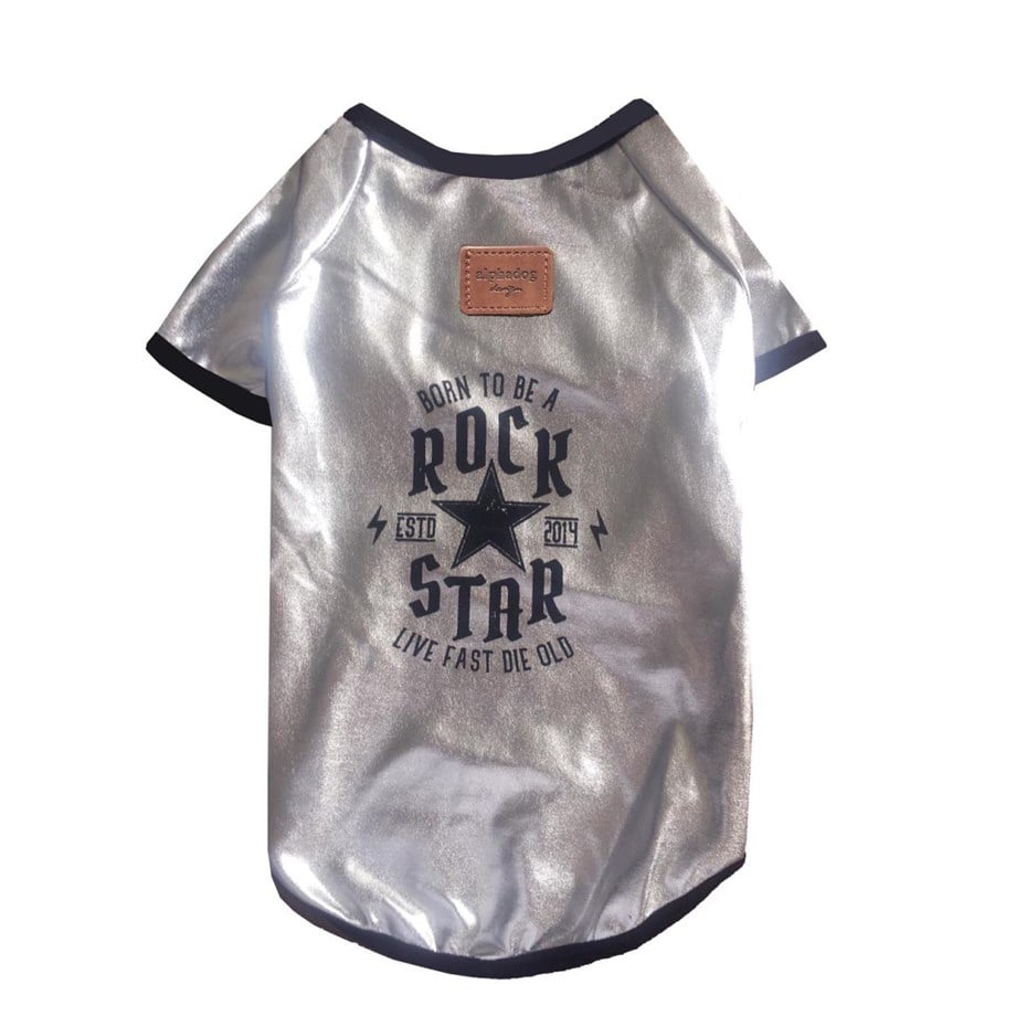 Alphadog Design Rock Star Köpek T-shirt Silver