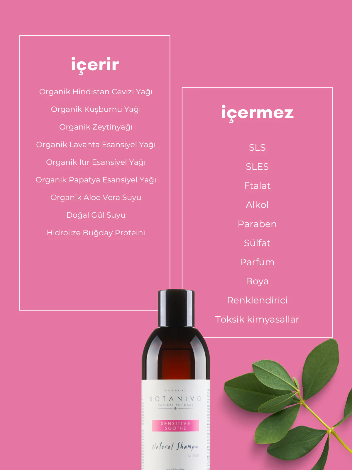 Botanivo Hassas ve Derin Temizleyici Tüy ve Cilt Bakım Köpek Şampuanı 250ml/ Yumuşak ve Parlak Tüyler