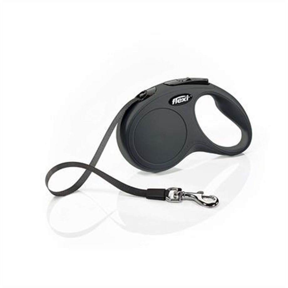 Flexi New Classic M Siyah Otomatik Şerit Köpek Gezdirme Kayışı 5 mt