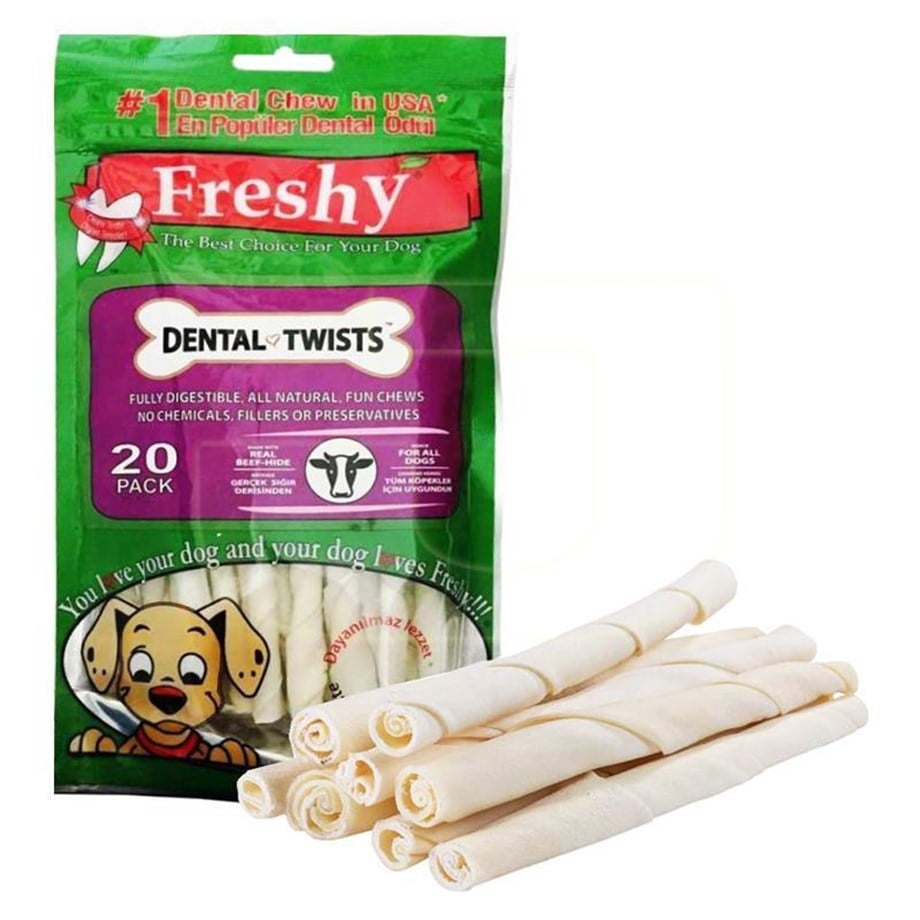 Freshy Dental Twists Sütlü Burgu Köpek Çiğneme Kemiği 20'li 120 Gr