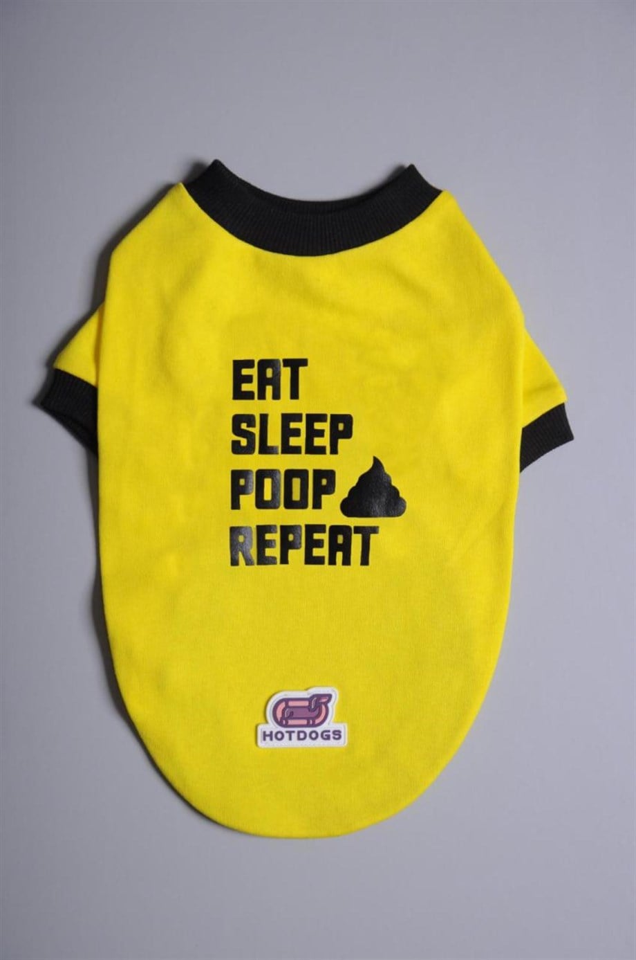 Hotdogs Eat Sleep Poop Repeat Yellow Köpek T-Shirt