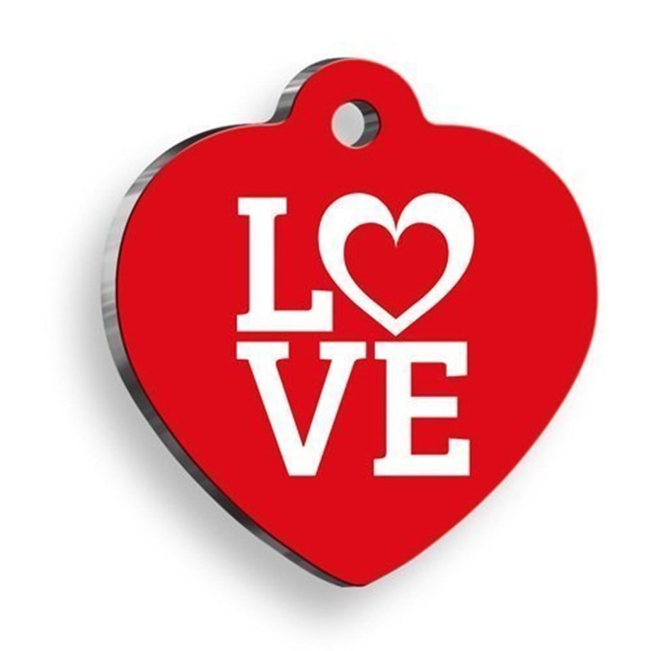 Love Kırmızı Kalp Kedi ve Köpek Künyesi