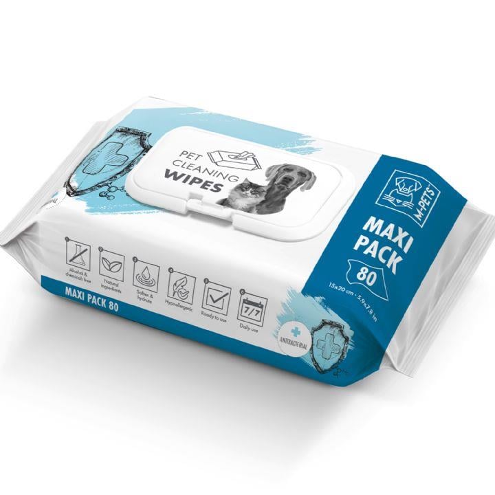 M-PETS Antibacterial Kedi/Köpekler İçin Temizleme Mendili 80'li