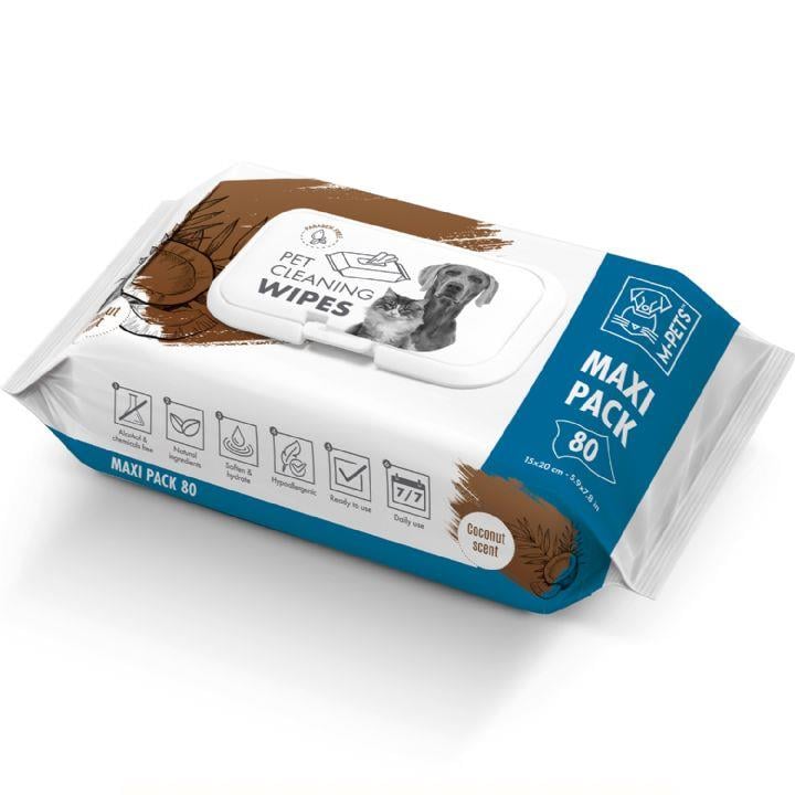M-PETS Coconutlu Kedi/Köpekler İçin Temizleme Mendili 80'li