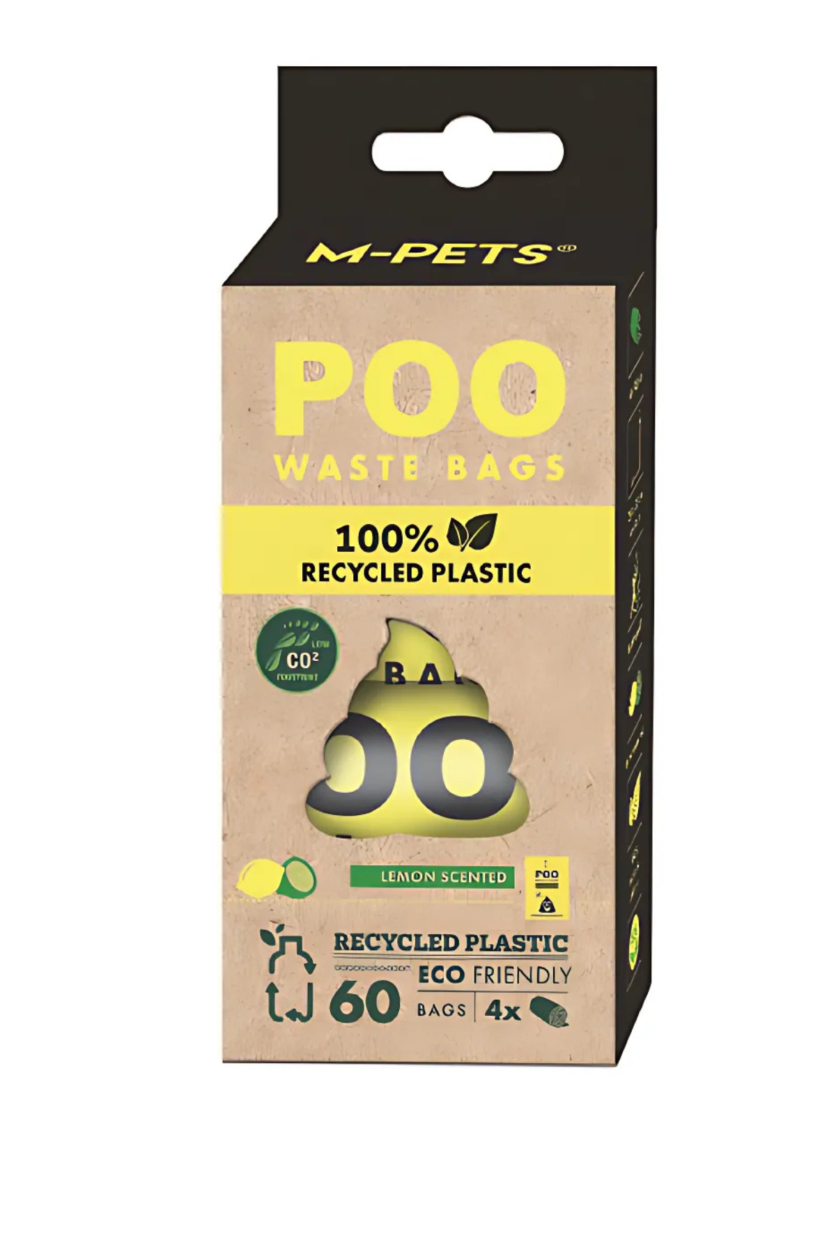 M-Pets POO 100% Recycled Dışkı Poşeti Limon Kokulu 4X15 Yaprak 
