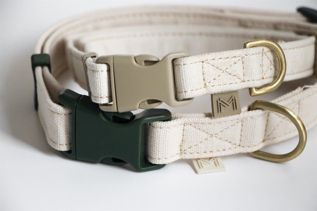 MarsAndMocha Vegan Kanvas Bej Kedi-Köpek Tasması