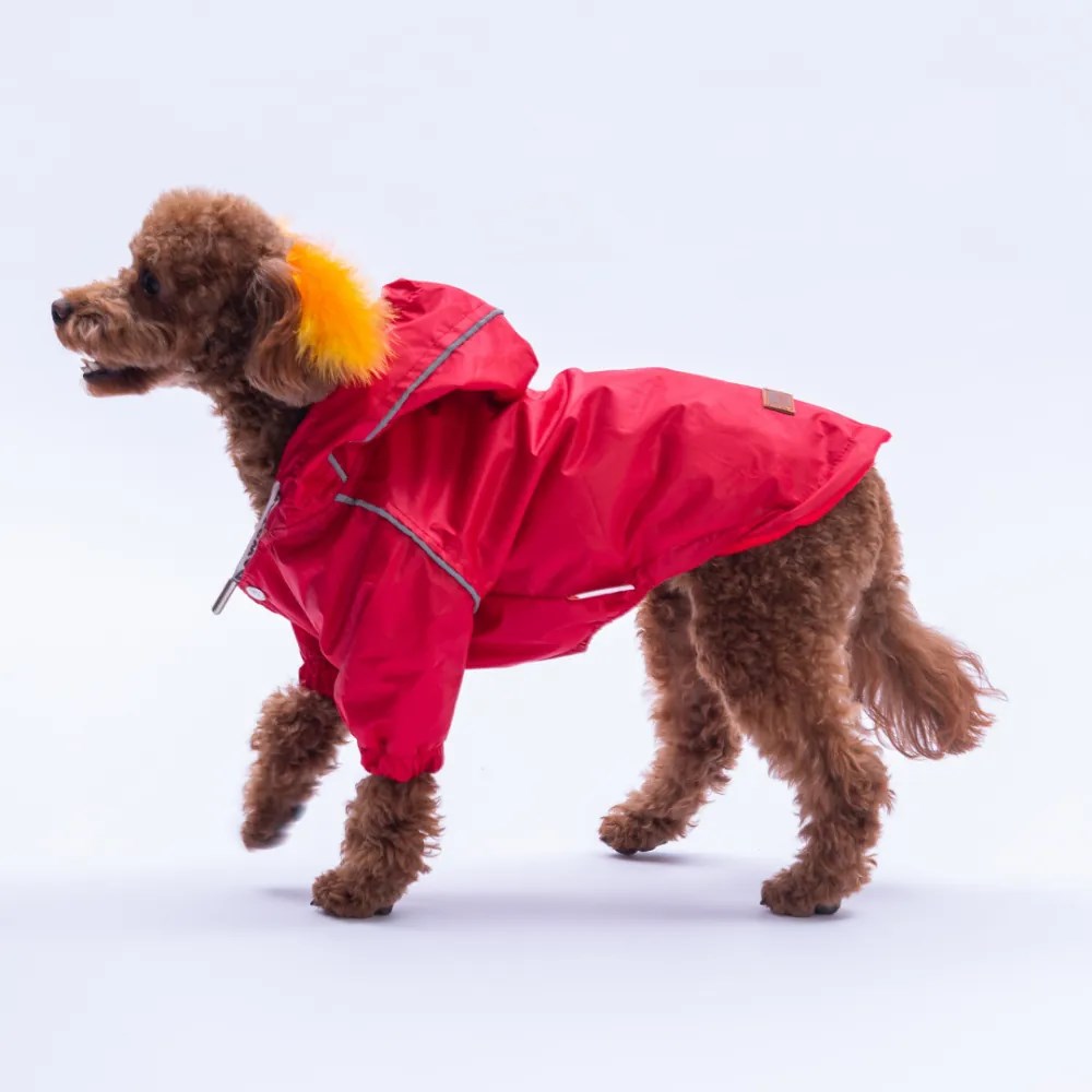 PawStar 25508 Kırmızı Pluvia Yağmurluk Küçük ve Orta Irk