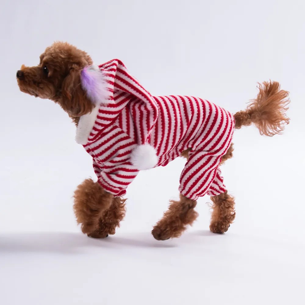 PawStar 25909- Elf Stripe Kapşonlu Tulum