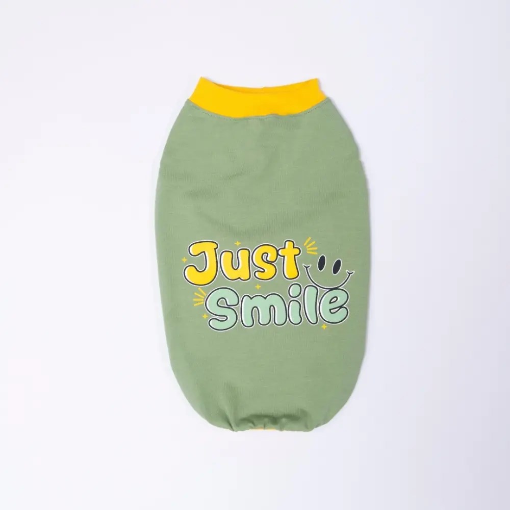 PawStar 26823 Yeşil Just Smile Tişört