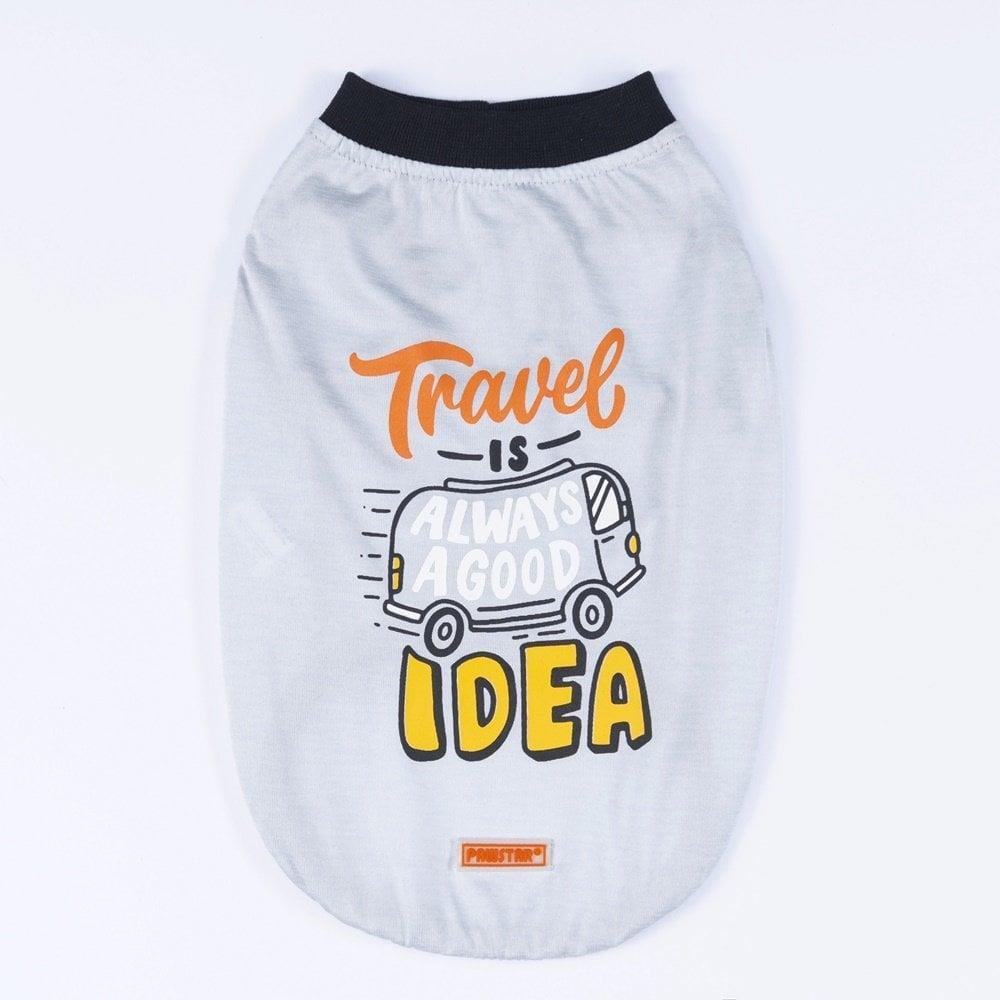 PawStar Gri Travel Büyük Irk T-Shirt