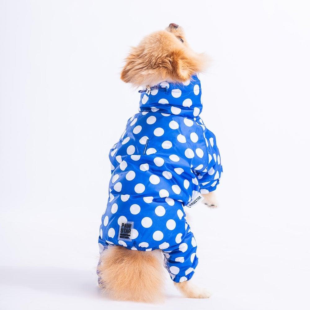 PawStar Mavi Puantiyeli Tulum Yağmurluk Küçük ve Orta Irk