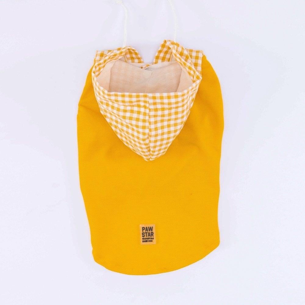 PawStar Sarı Gingham Kapşonlu Polo T-Shirt