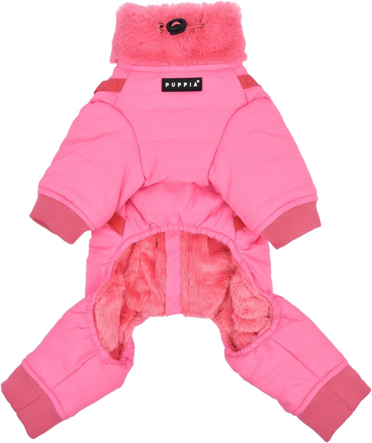 Puppia Everson Dog Jumpsuit Tasmalı Köpek Tulumu Pembe