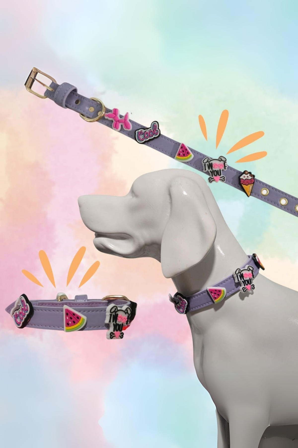 The Tailor Dogs Happy Mood Deri Boyun Tasması Lila