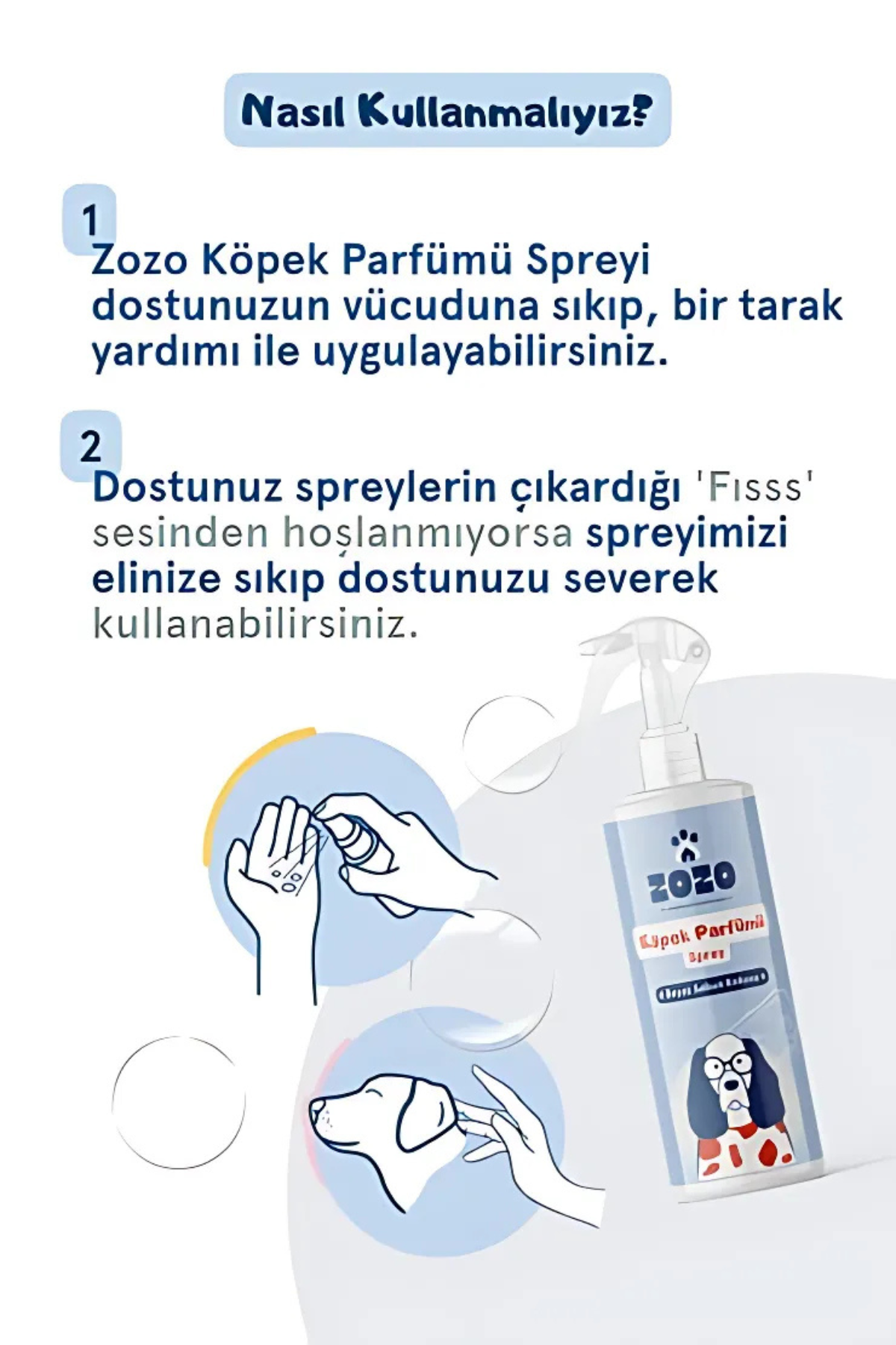 Zozo köpek parfümü spreyi beyaz sabun kokusu