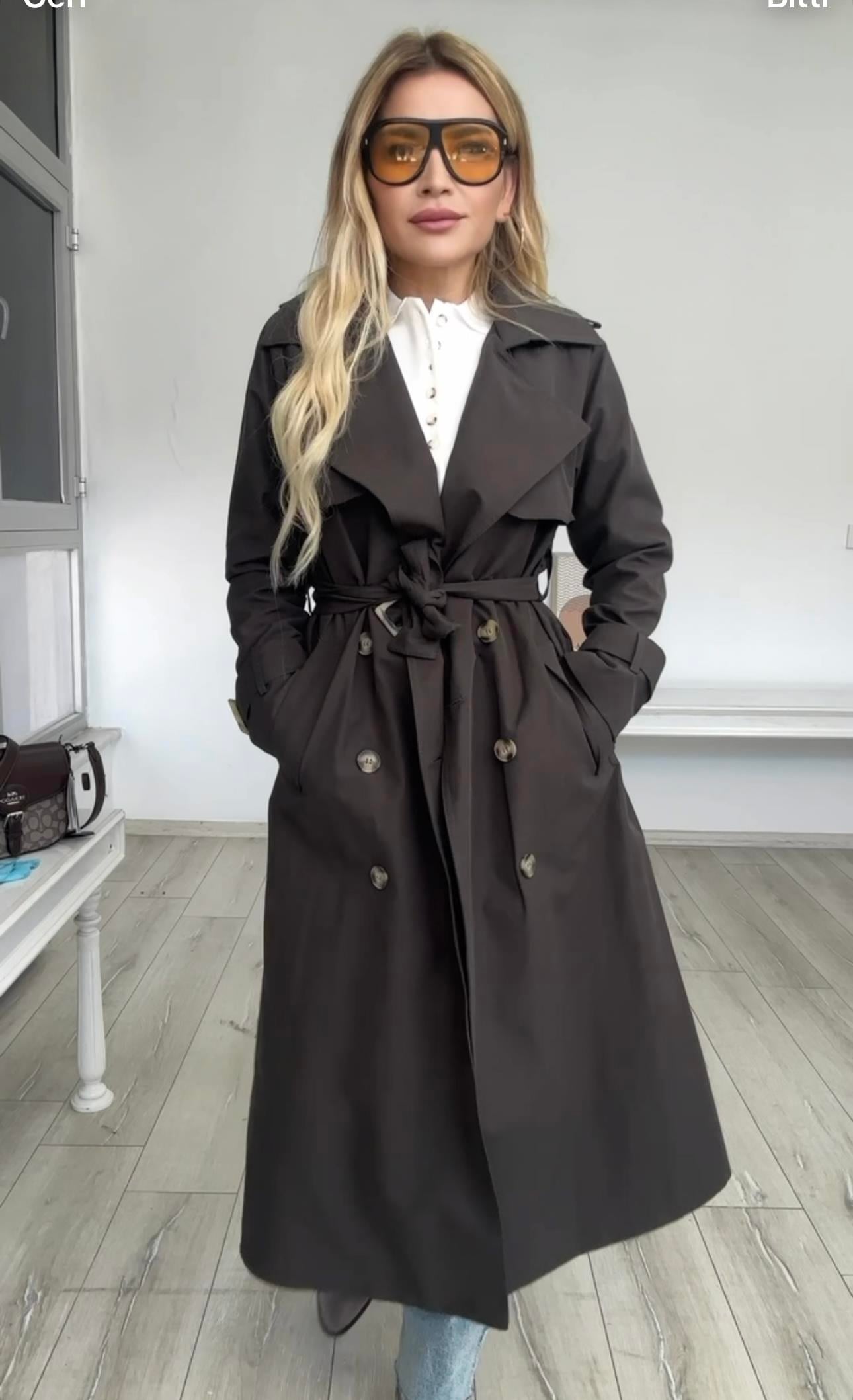 Acı Kahve Slim Fit Trençkot