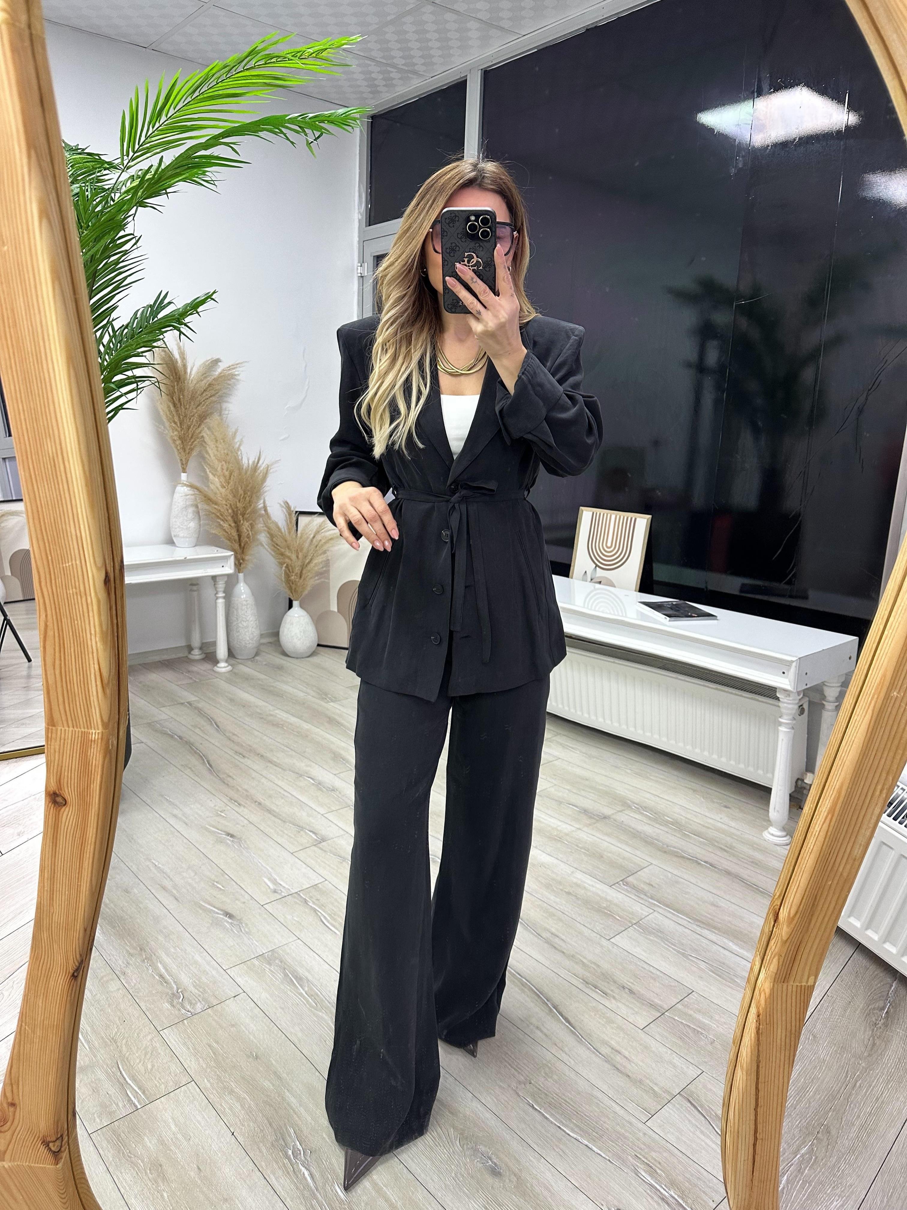 Antrasit Tensel Kumaş Blazer Pantolon Takım