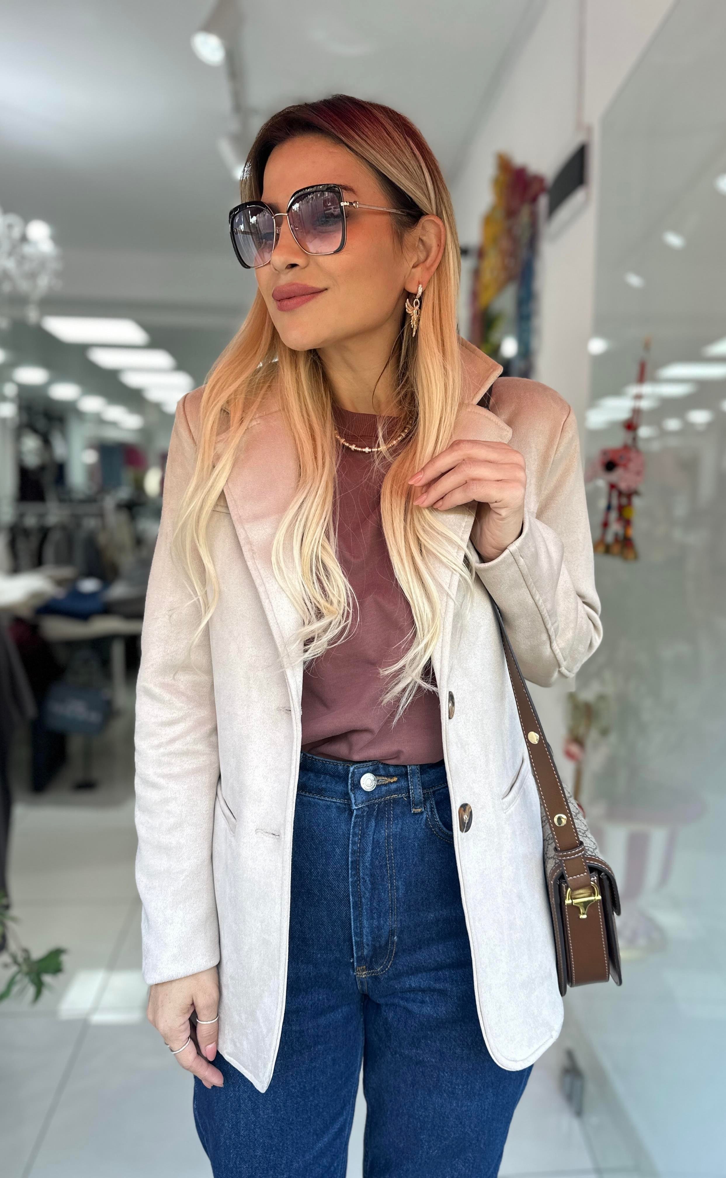 Bej Blazer Nubuk Ceket 