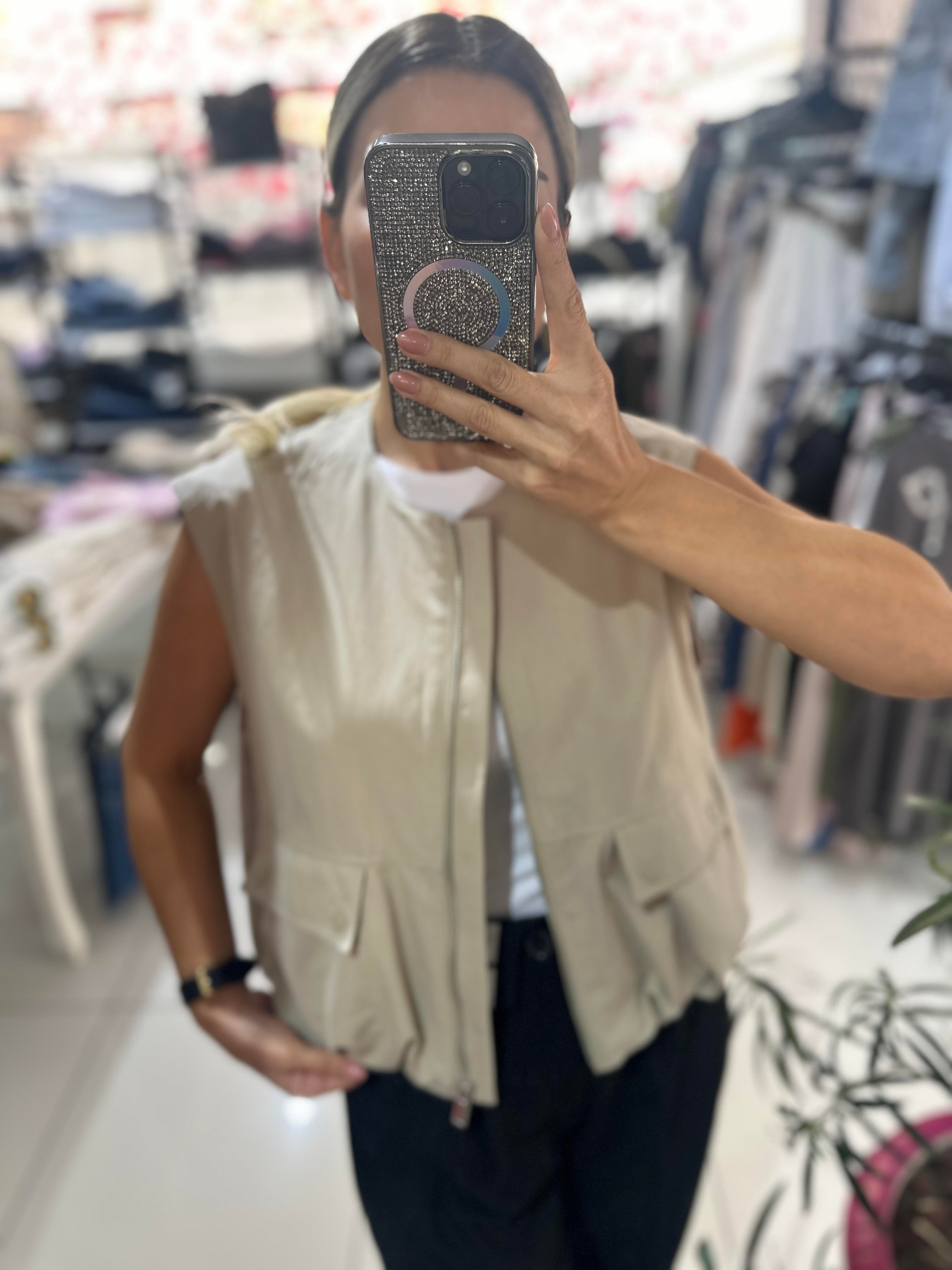 Bej Bomber Yelek 