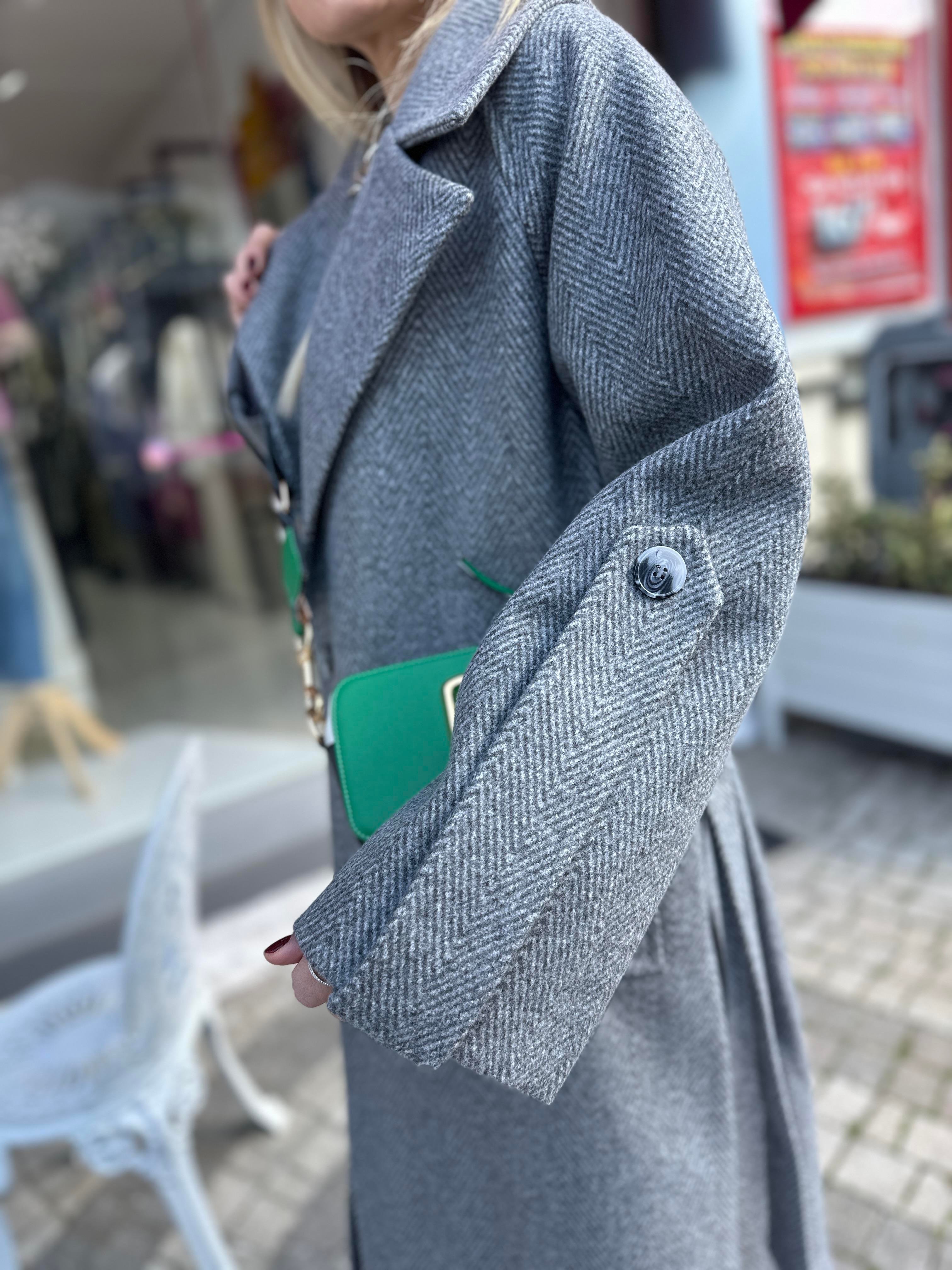 Bej Desenli Oversize Kaban