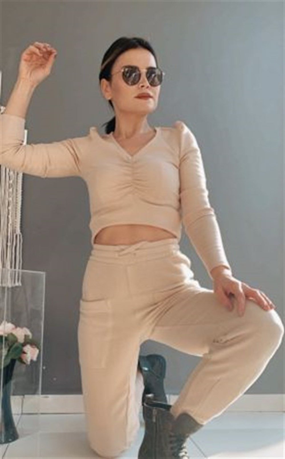 BEJ FİTİLLİ JOGGER EŞOFMAN ALTI