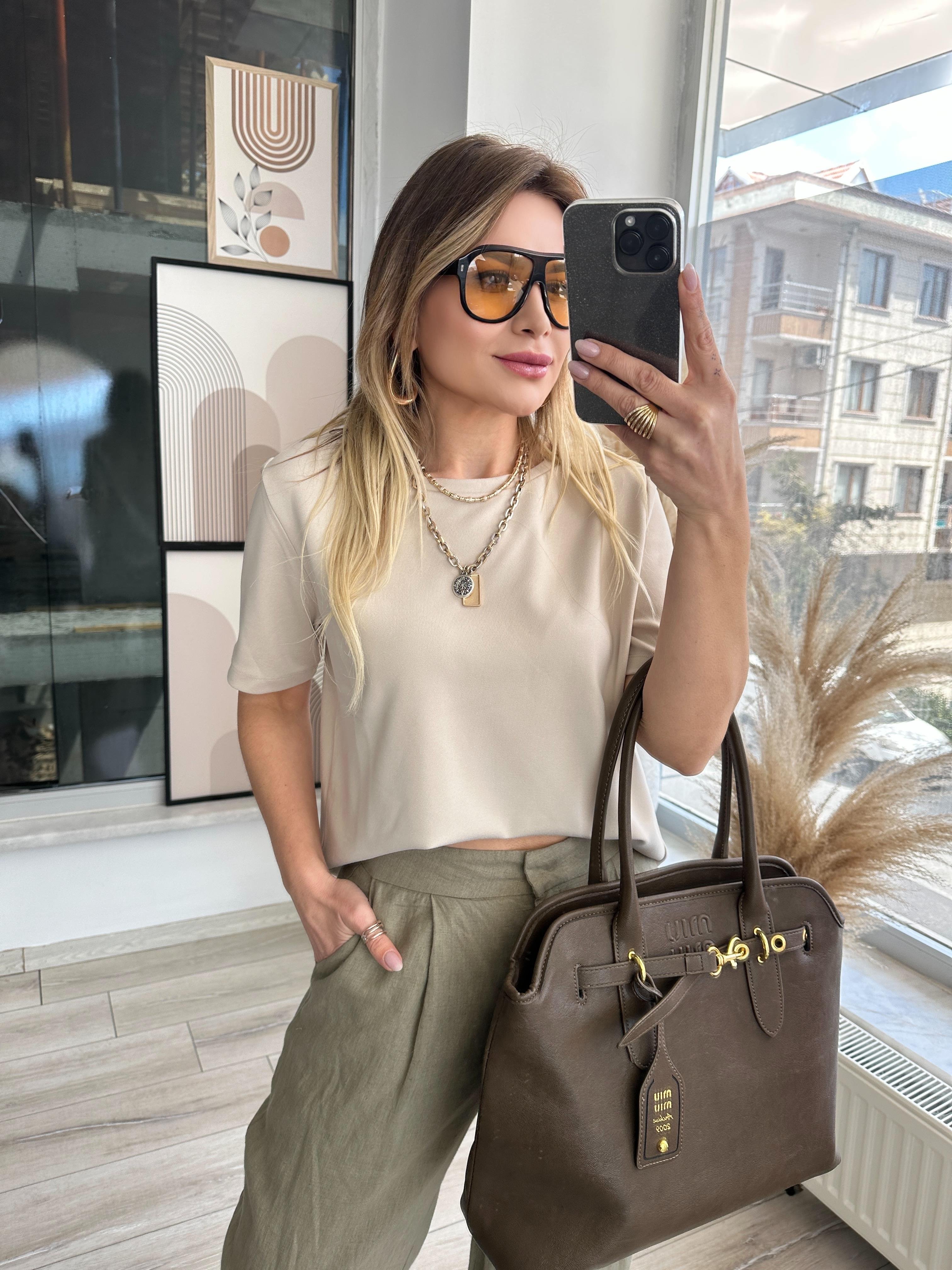 Bej Modal Kumaş Tşhirt 