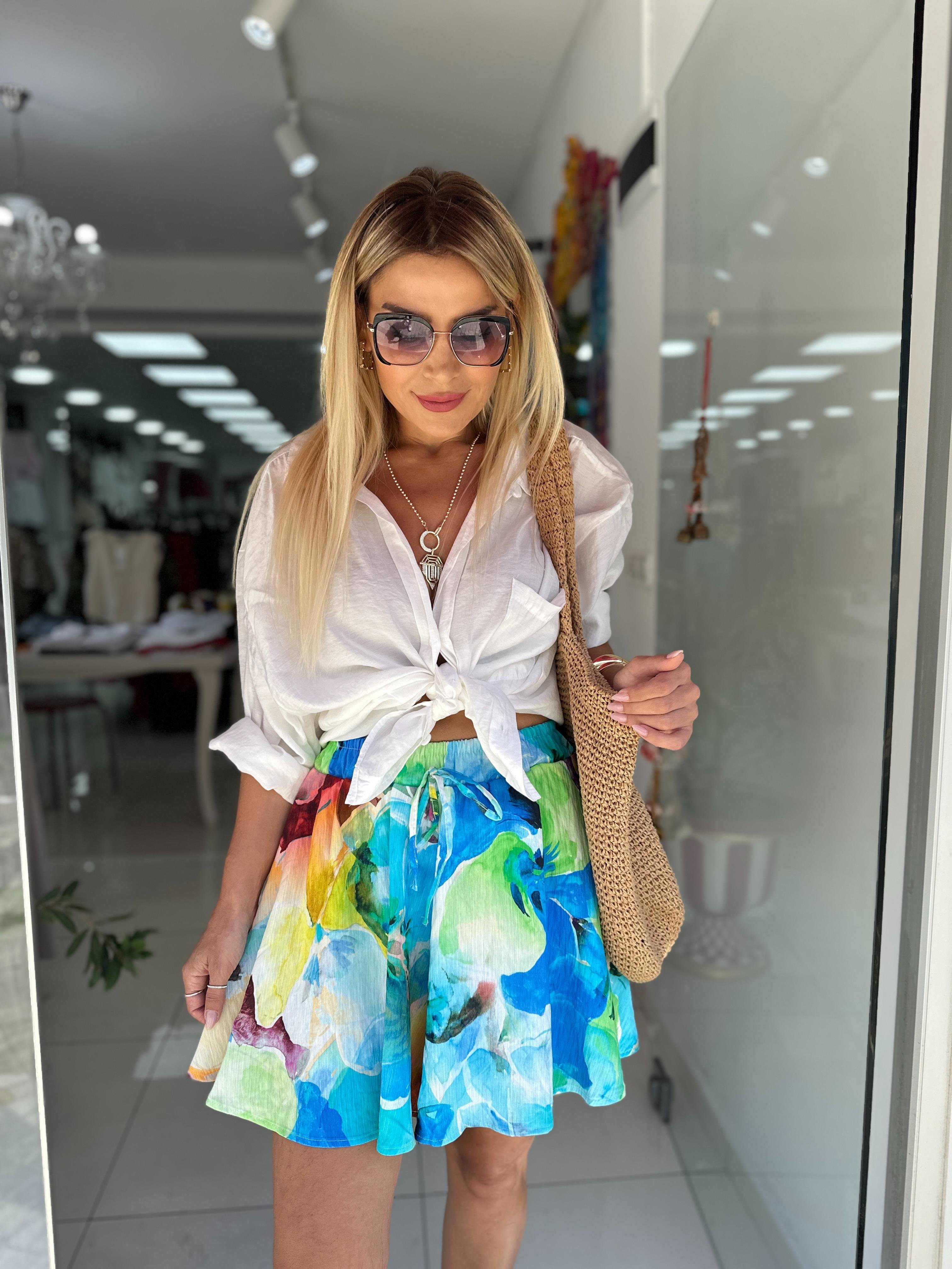 Beyaz Düşük Omuzlu Oversize Gömlek 