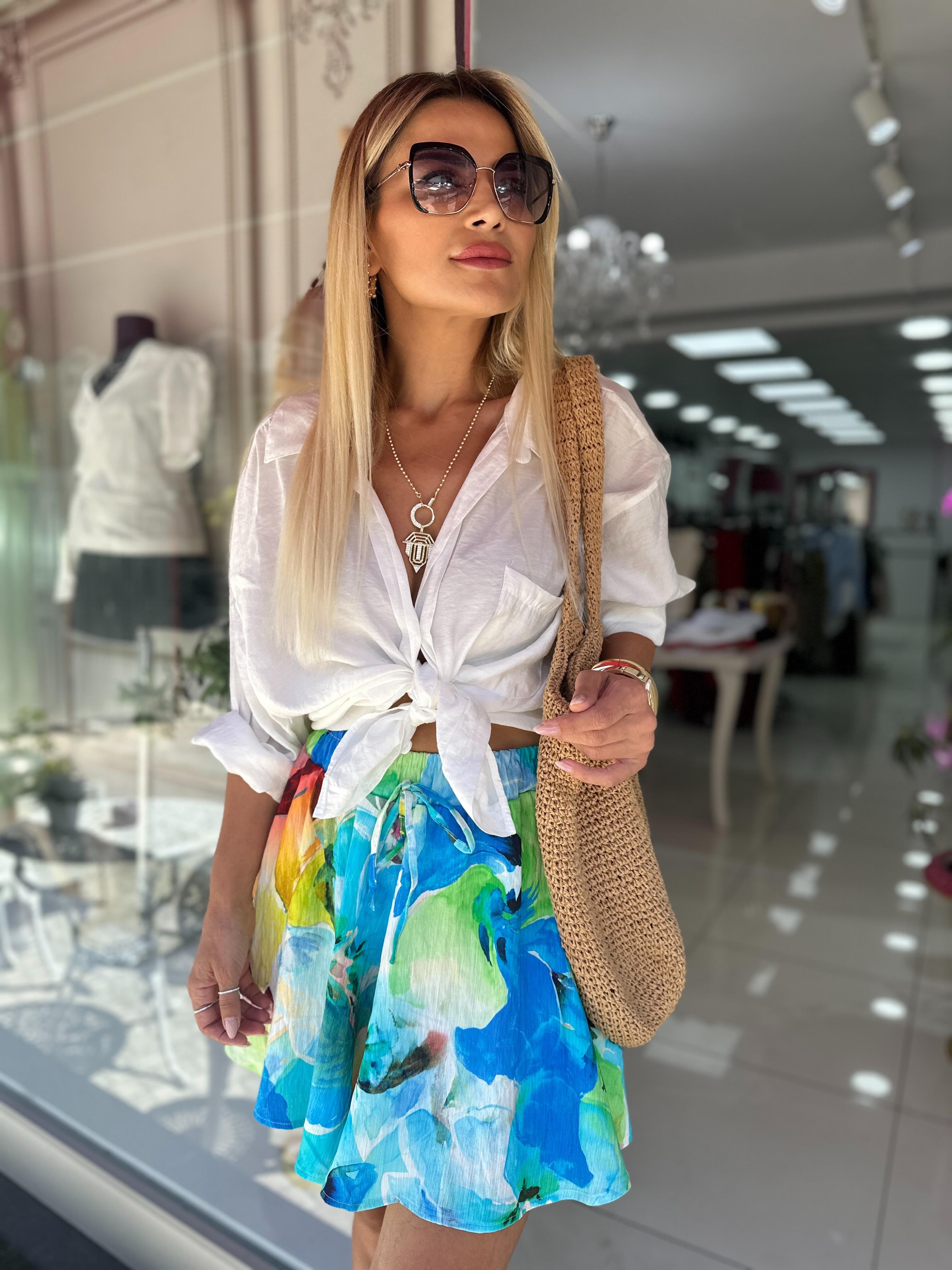 Beyaz Düşük Omuzlu Oversize Gömlek 