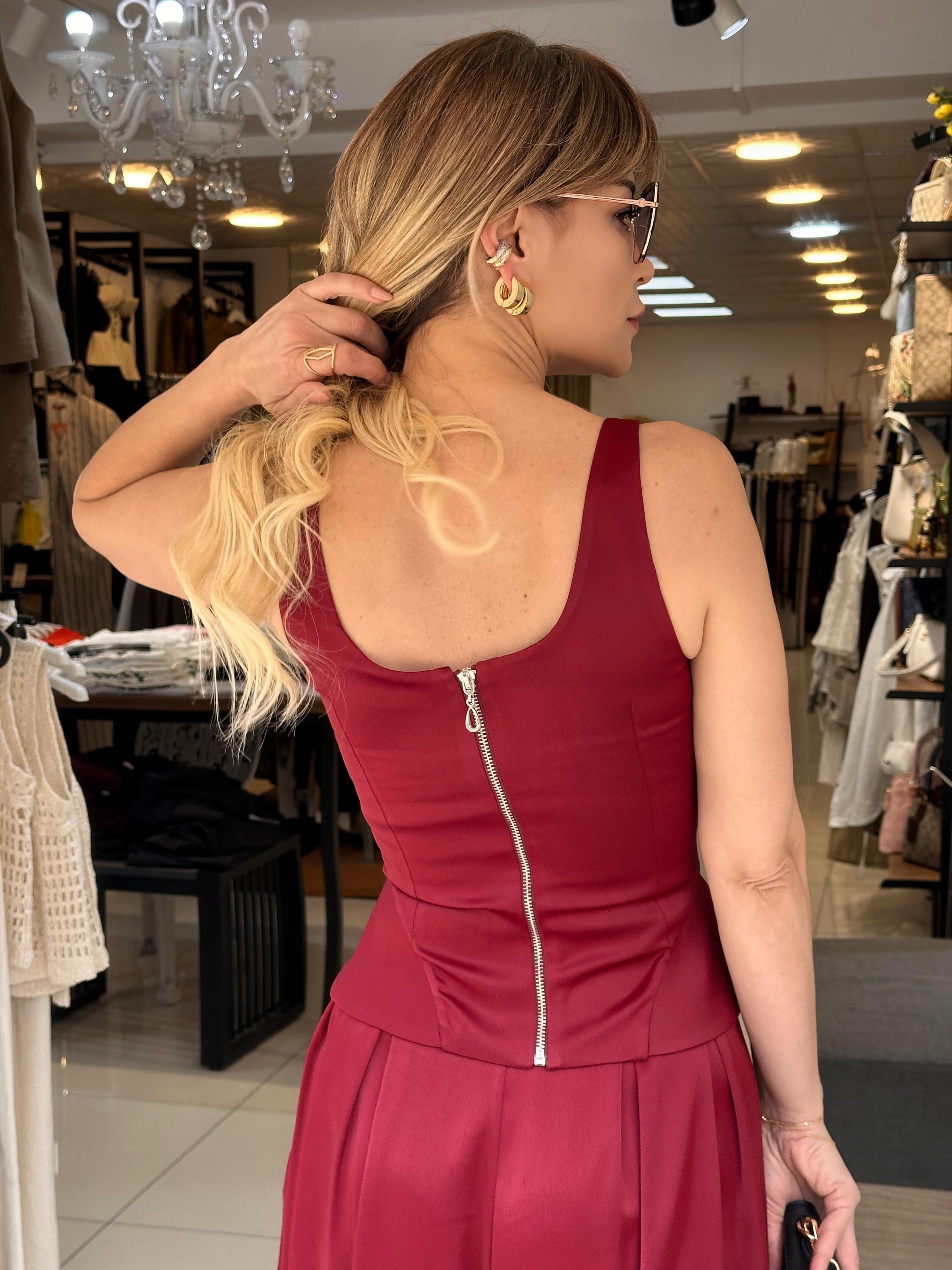 Bordo Bel Detaylı Korse