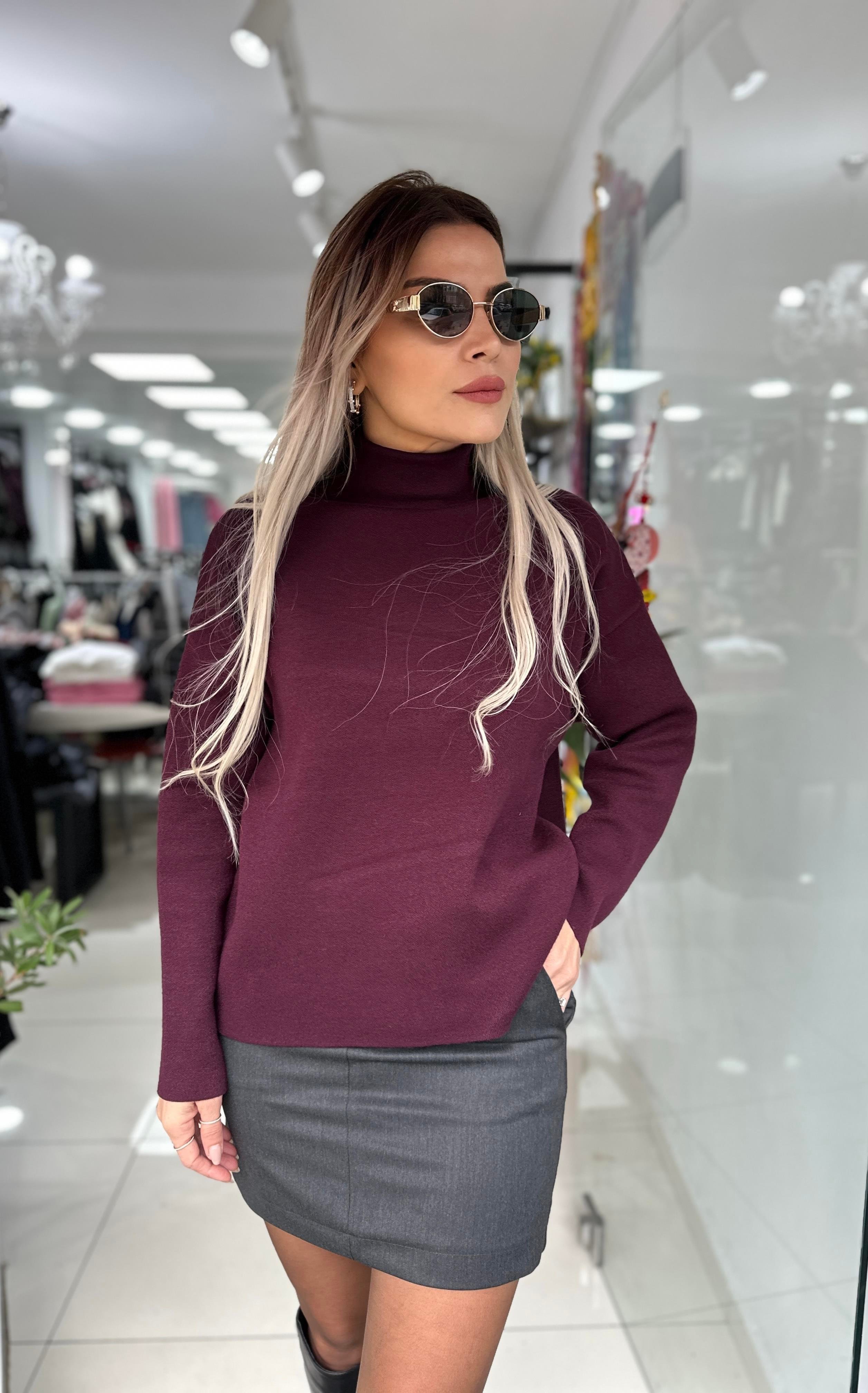 Bordo Boğazlı Kazak 