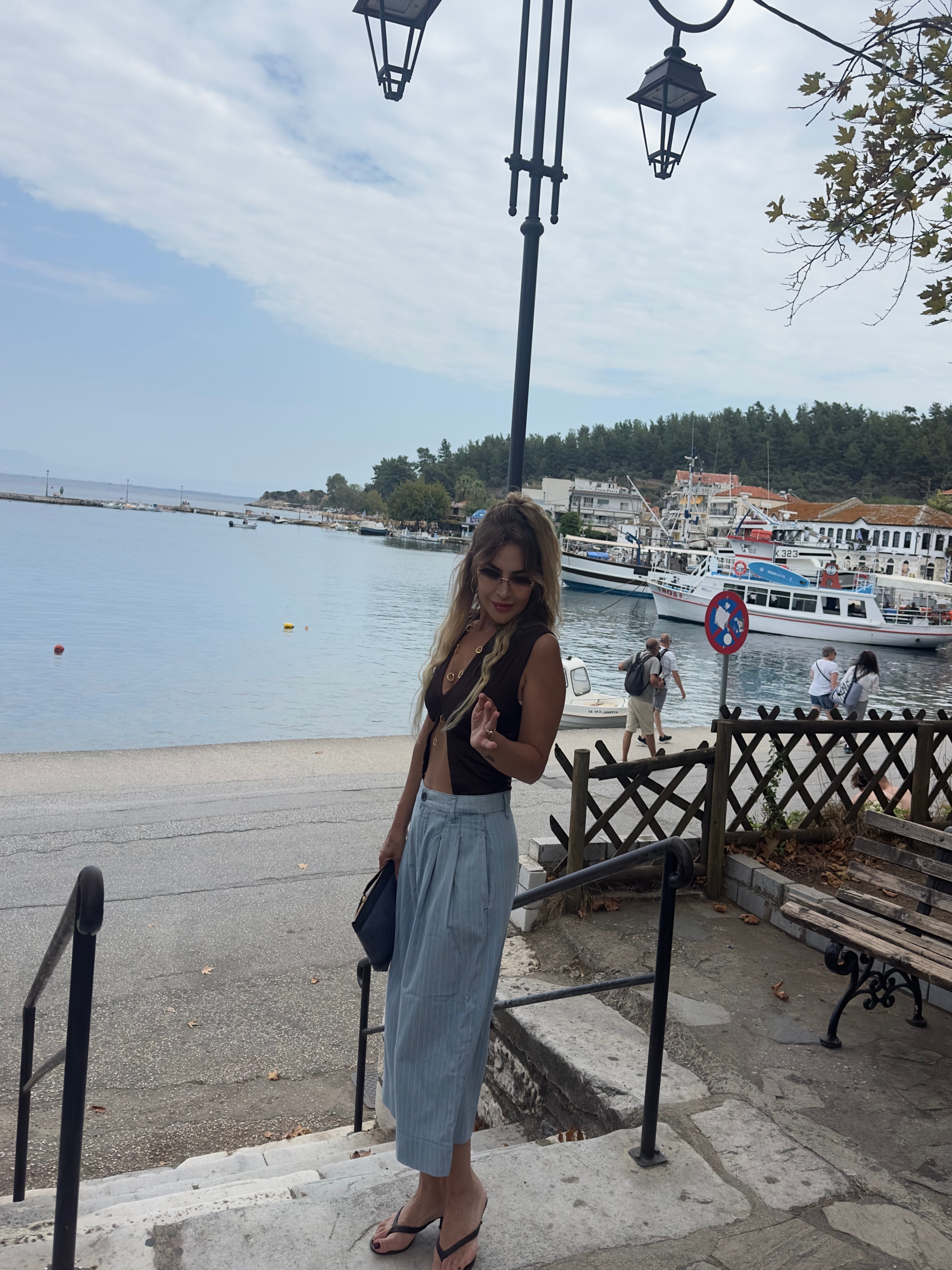 Çizgili Kot Şortolon 
