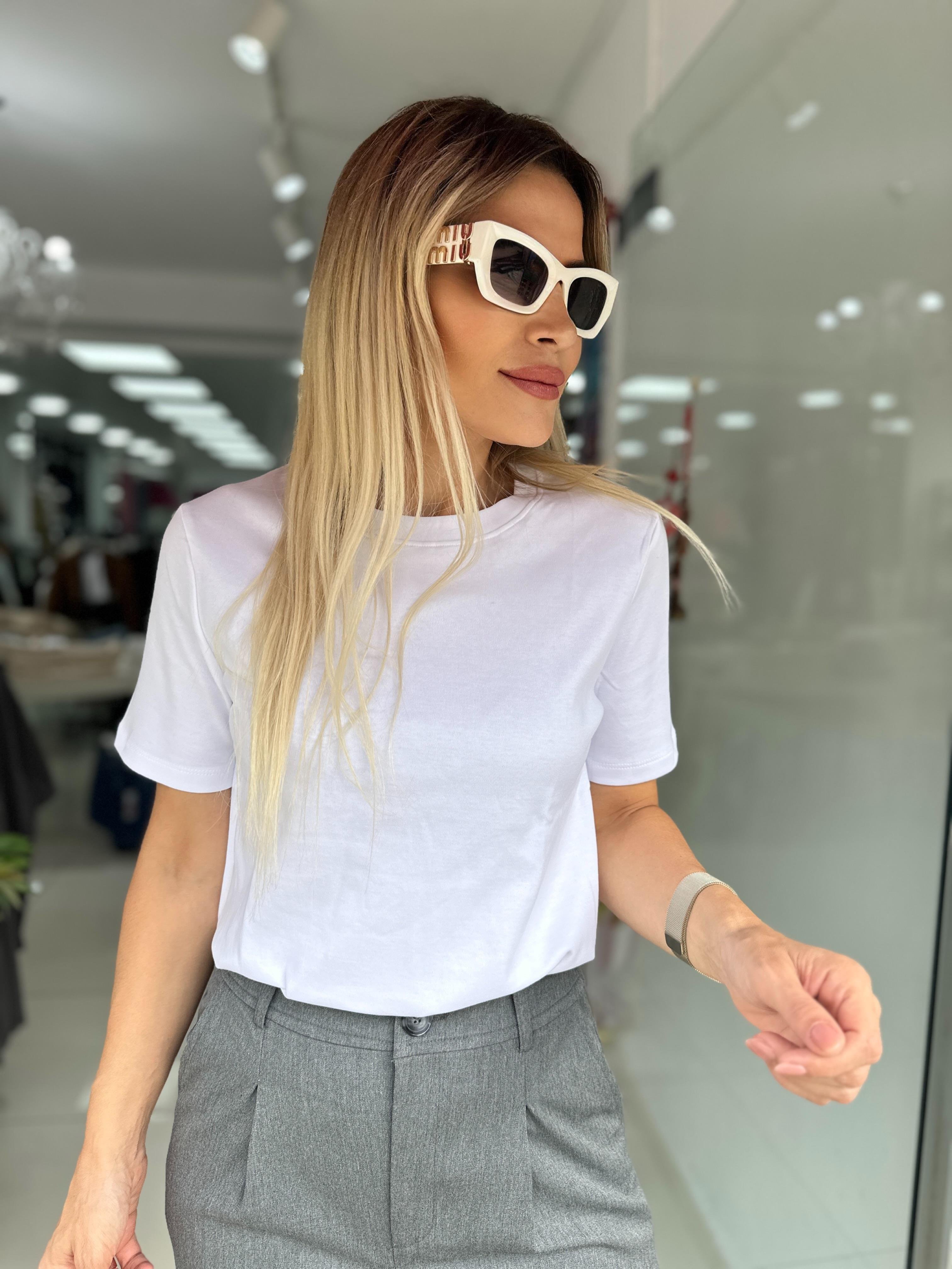 DLV Beyaz Bisiklet Yaka Tşhirt 
