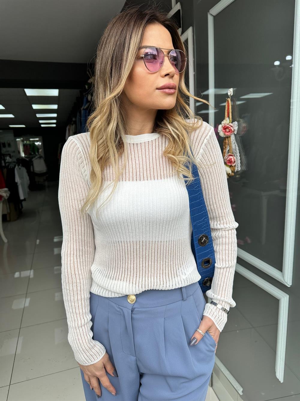 DLV Beyaz Transparan Triko