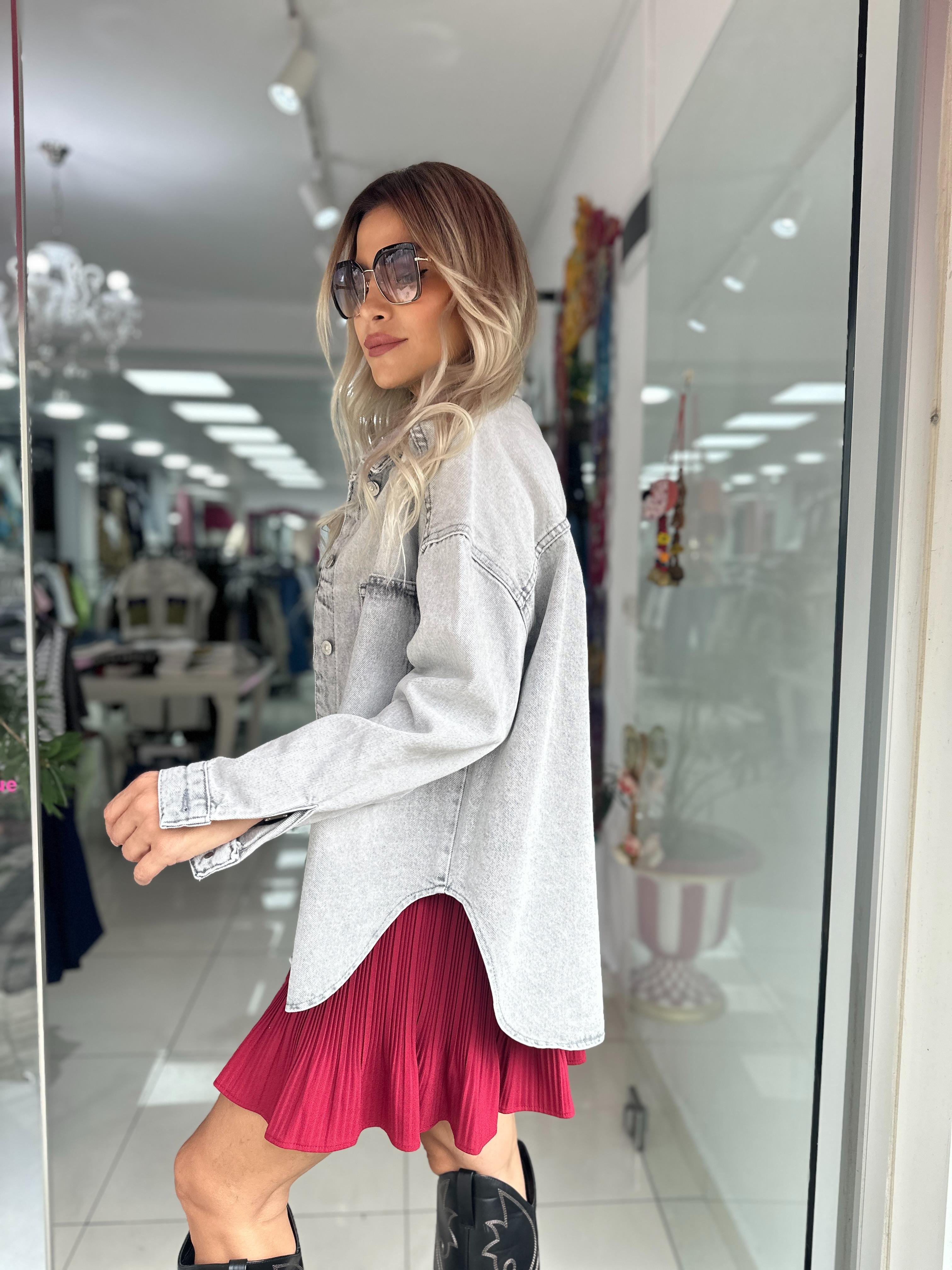 DLV Gri İnce Denim Ceket