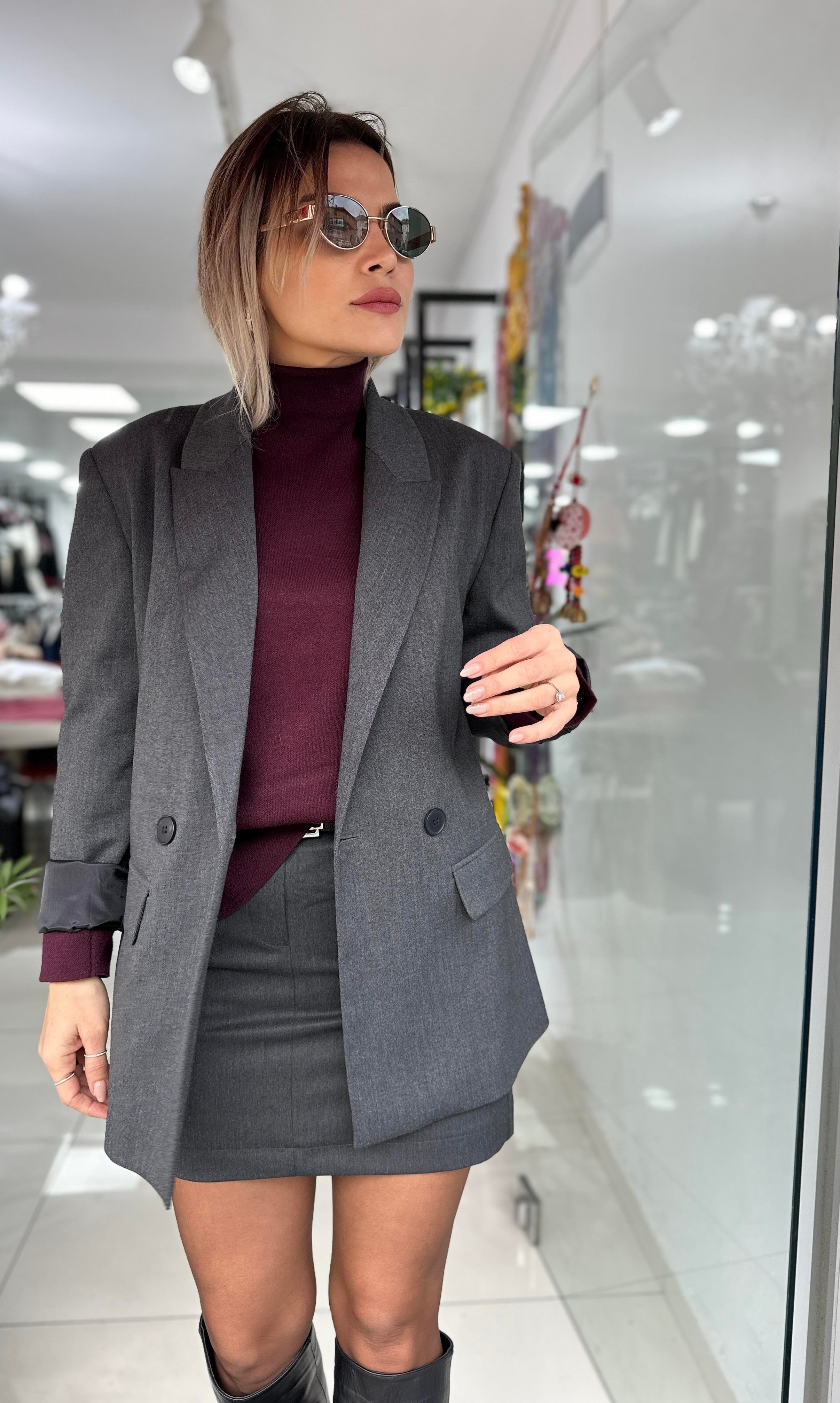 DLV Gri Oversize Blazer 