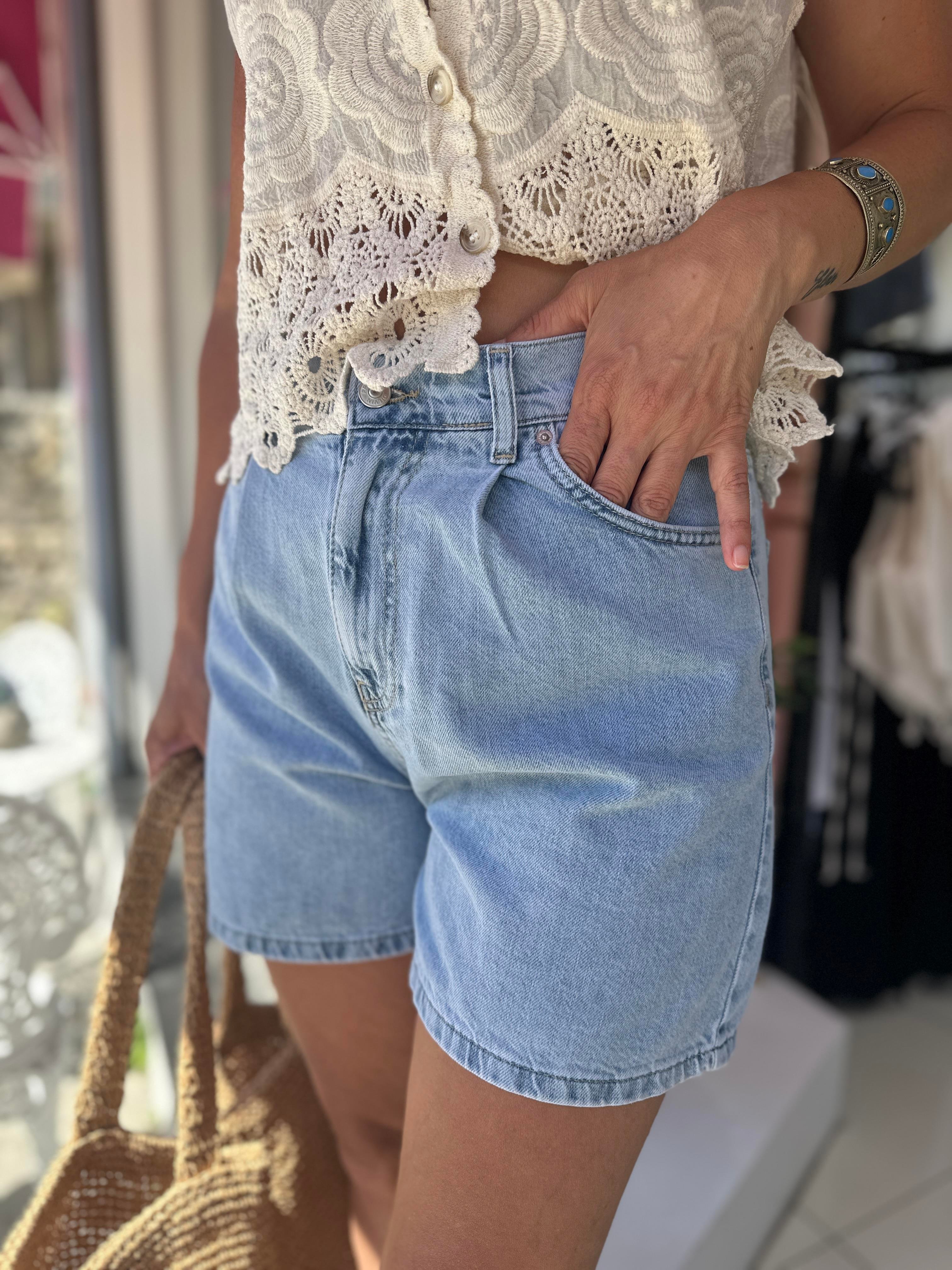 DLV Mavi Bel Lastik Şort