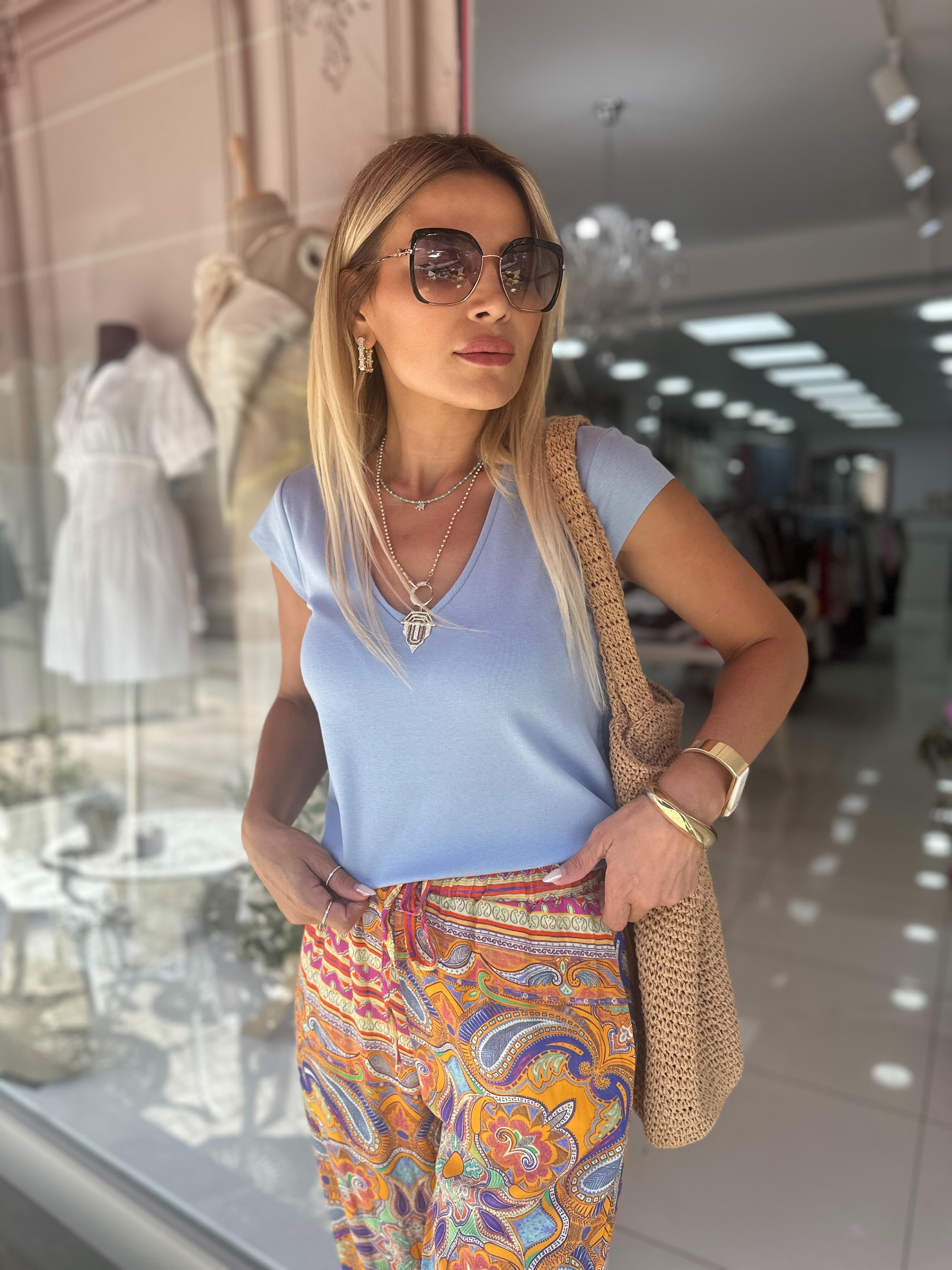 DLV Mavi V Yaka Tşhirt