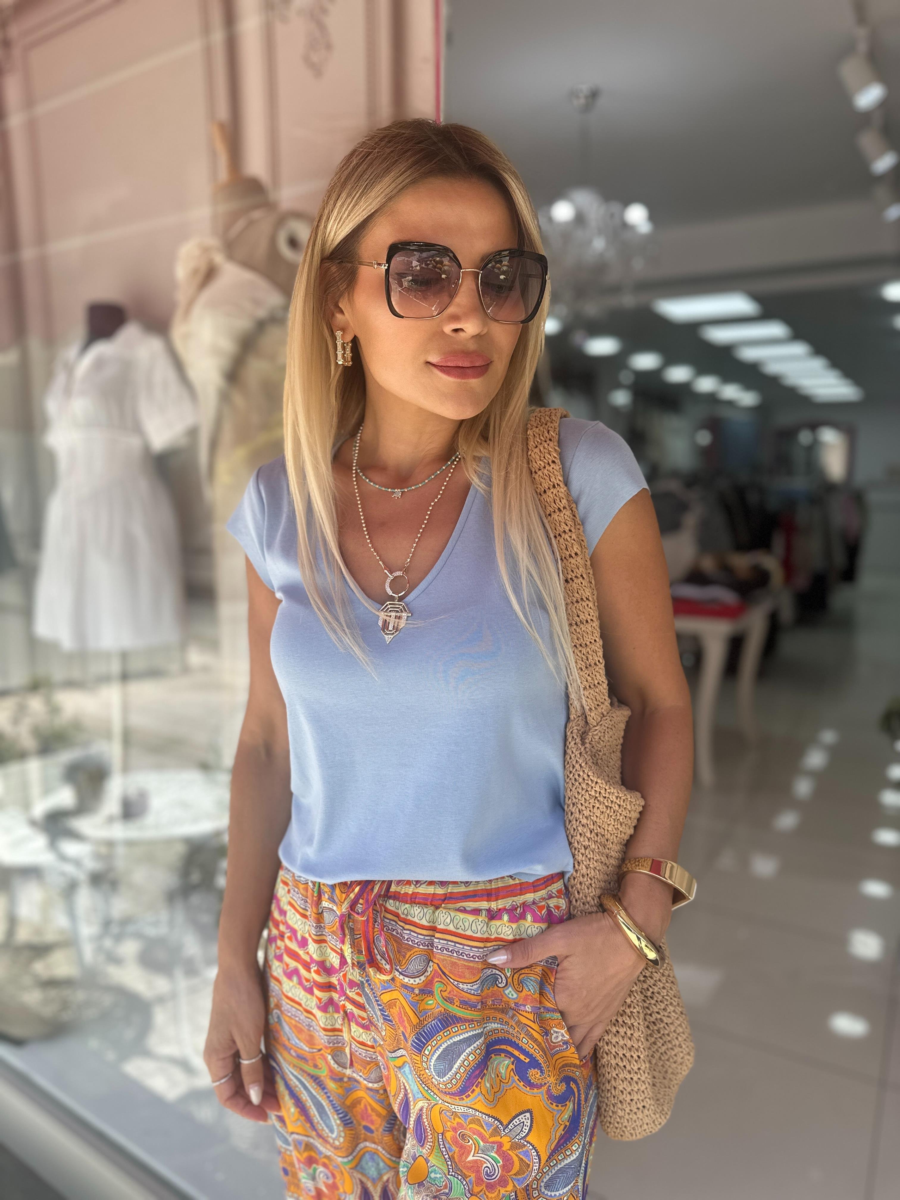 DLV Mavi V Yaka Tşhirt