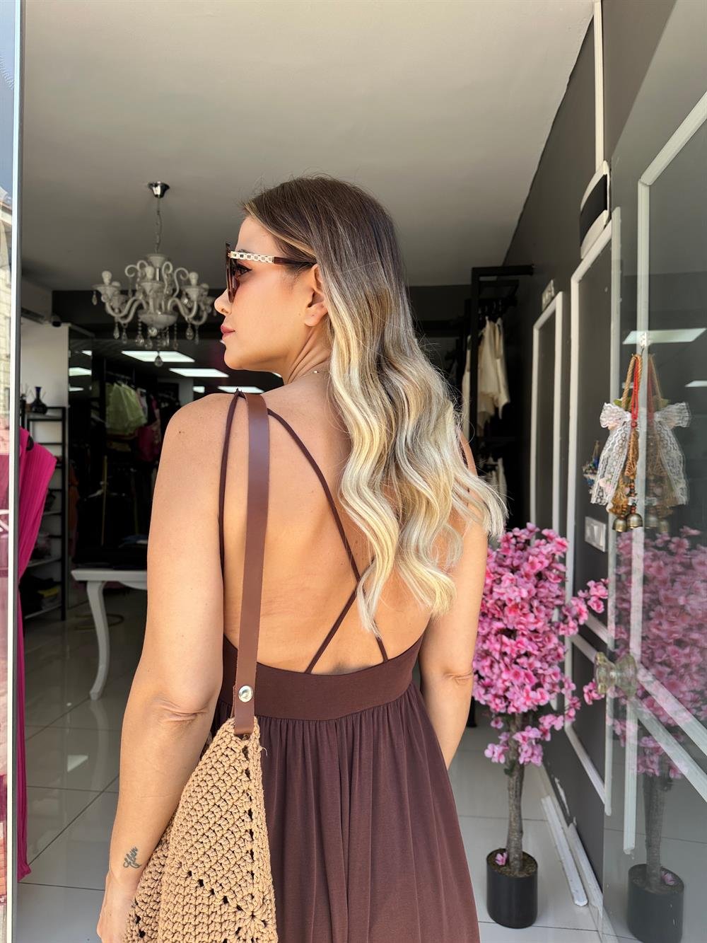 DLV Modal  Askılı Bol Paça Tulum 