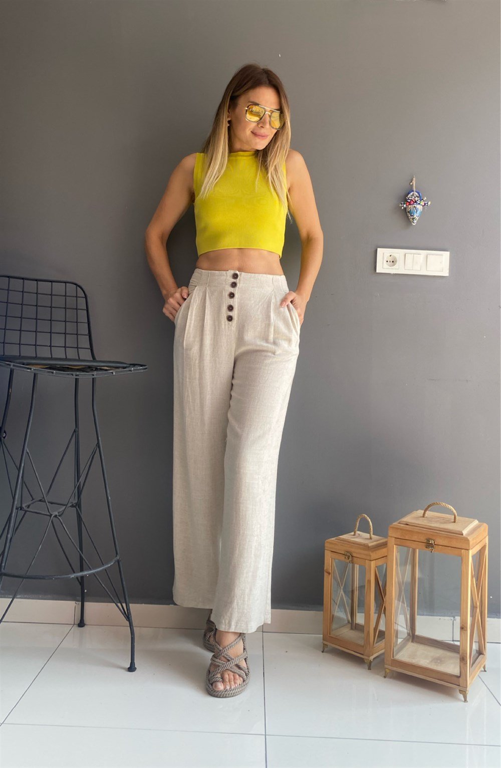 DLV Sarı Triko Crop