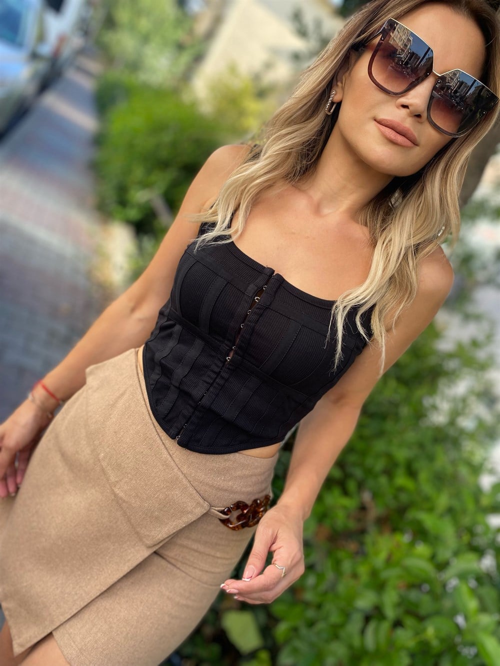DLV  Siyah Korse Croptop