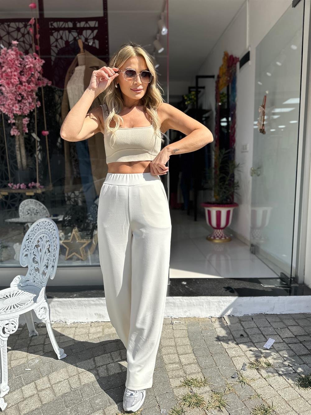 Ekru Modal Kumaş Eşofman 