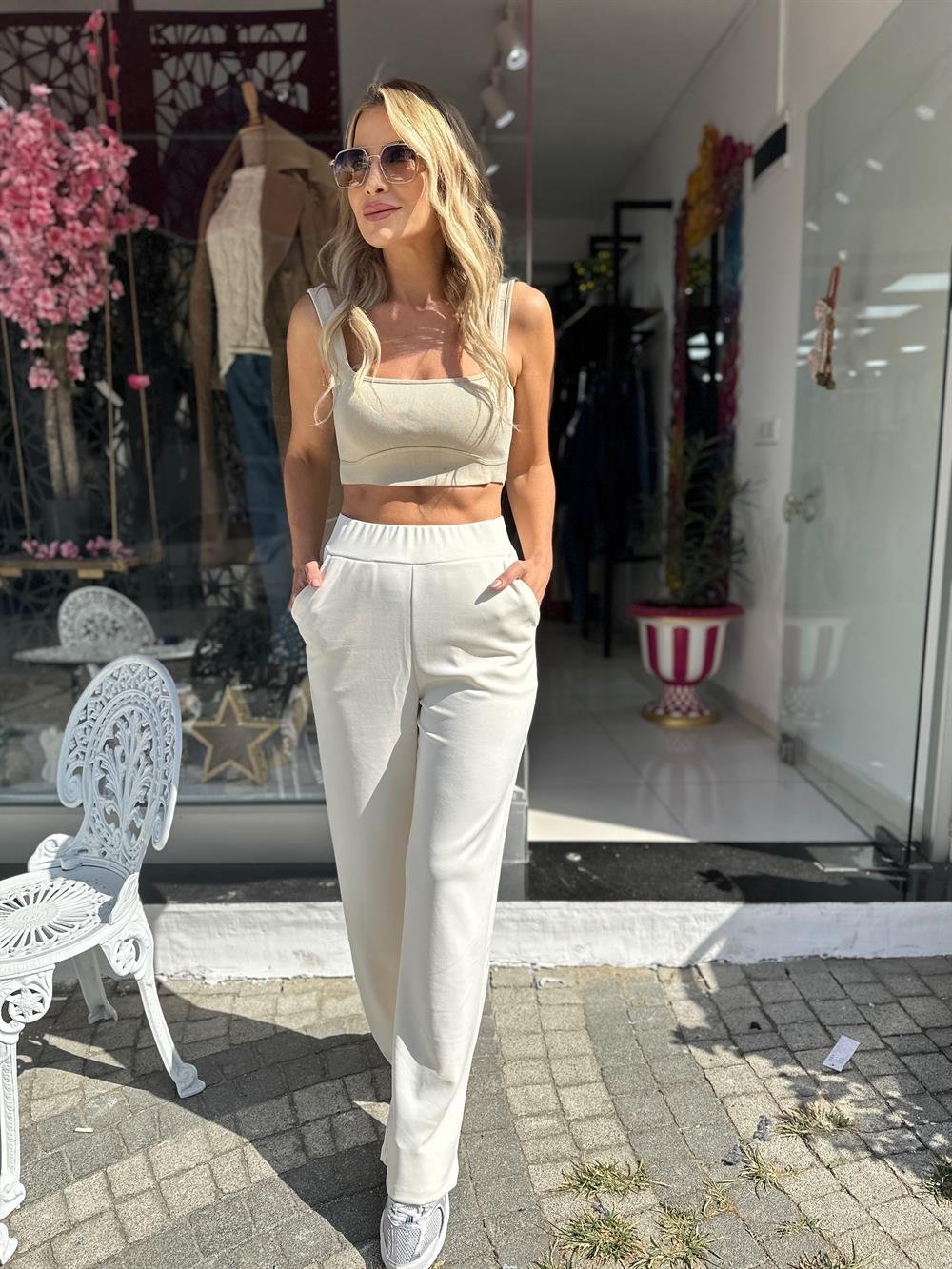 Ekru Modal Kumaş Eşofman 