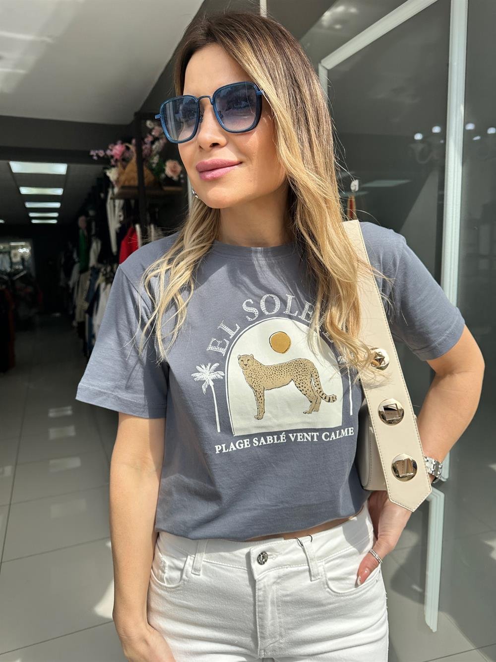 FC Antrasit Taşlı Tshirt